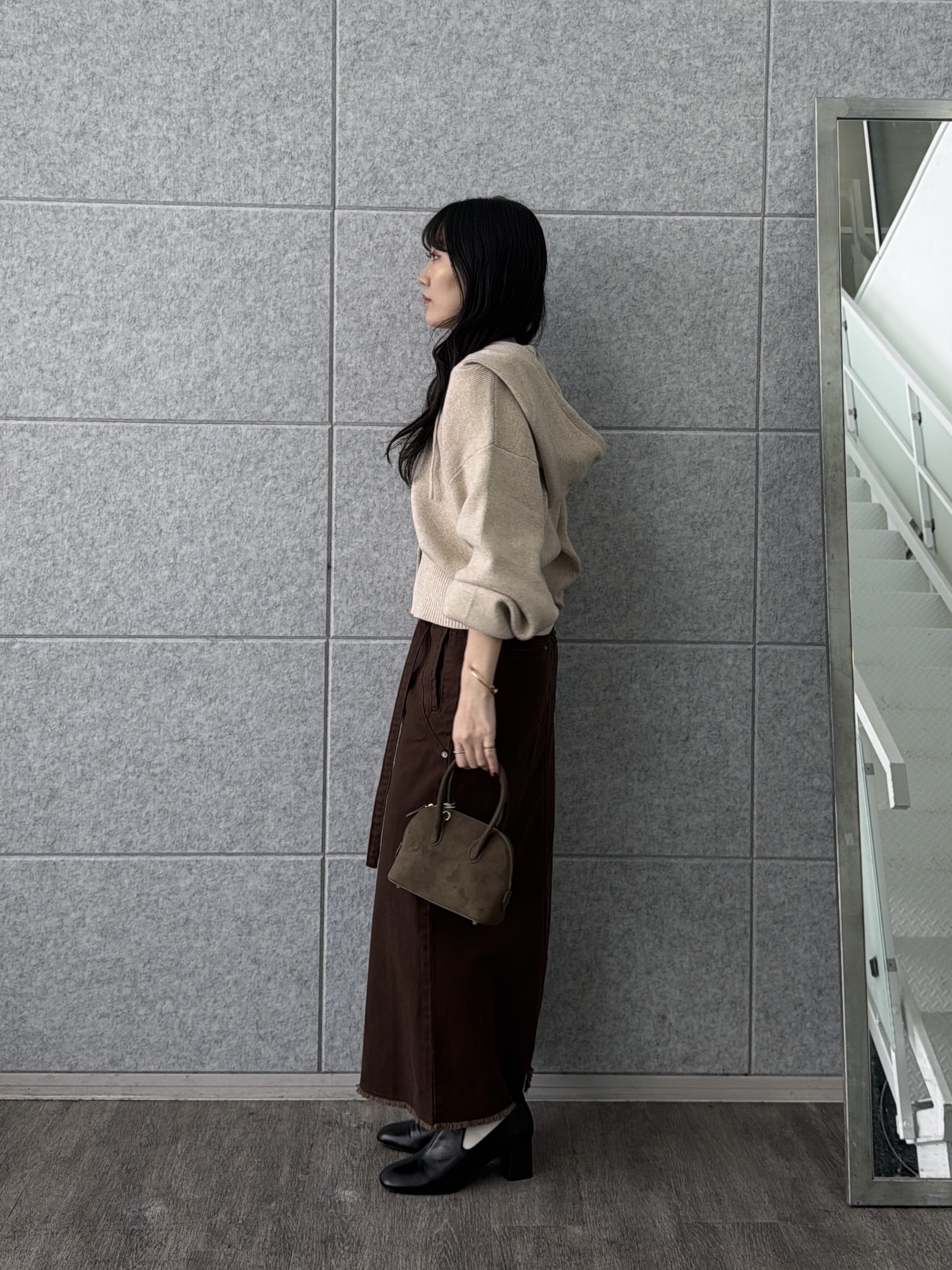 rinaさんの「INDIVI｜フーディニットカーディガン【LIVE紹介／上枝みどりさん着用】」を使ったコーディネート