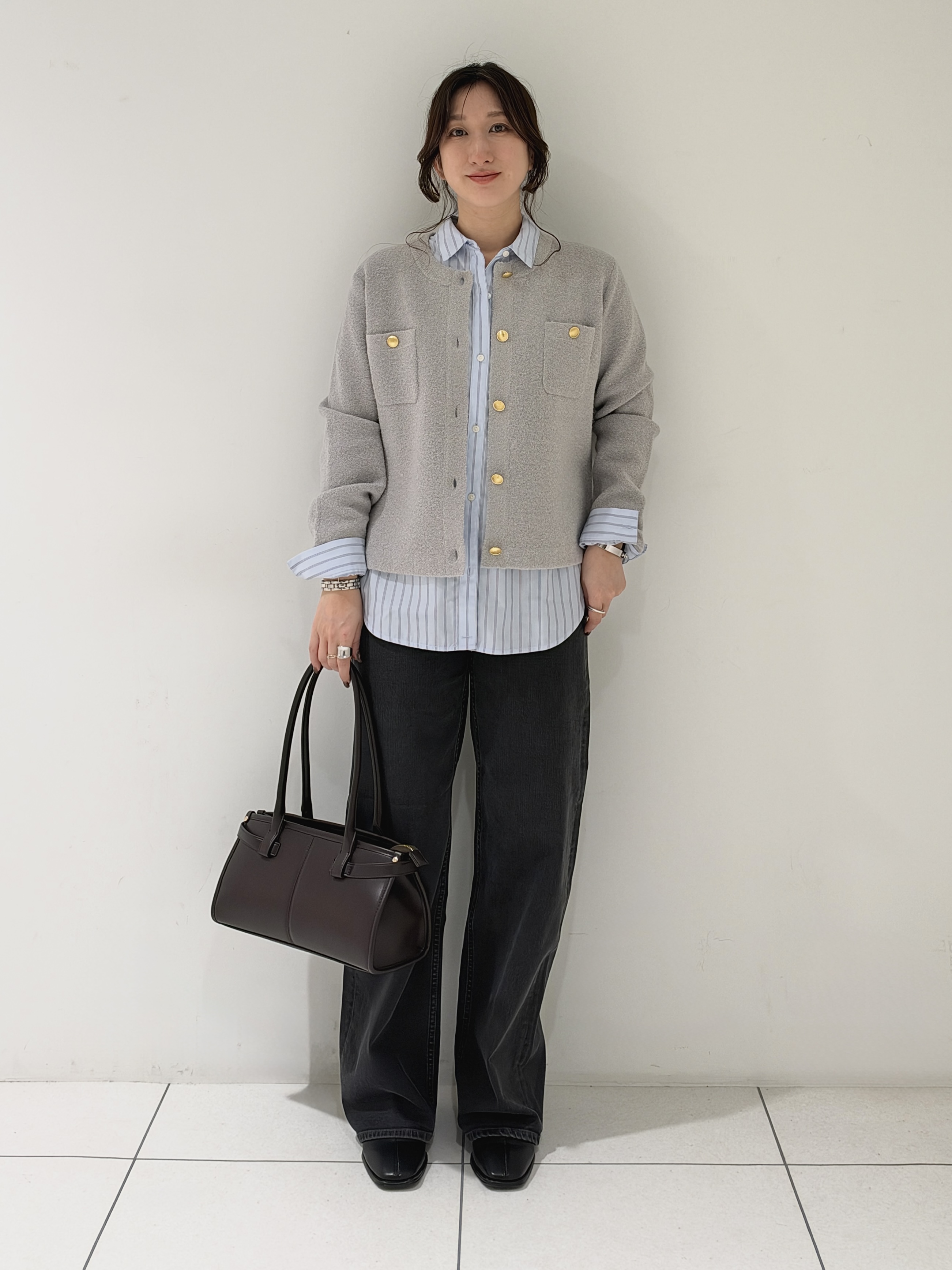 そんさんの「INDIVI｜【軽やか】ブークレニットジャケット」を使ったコーディネート