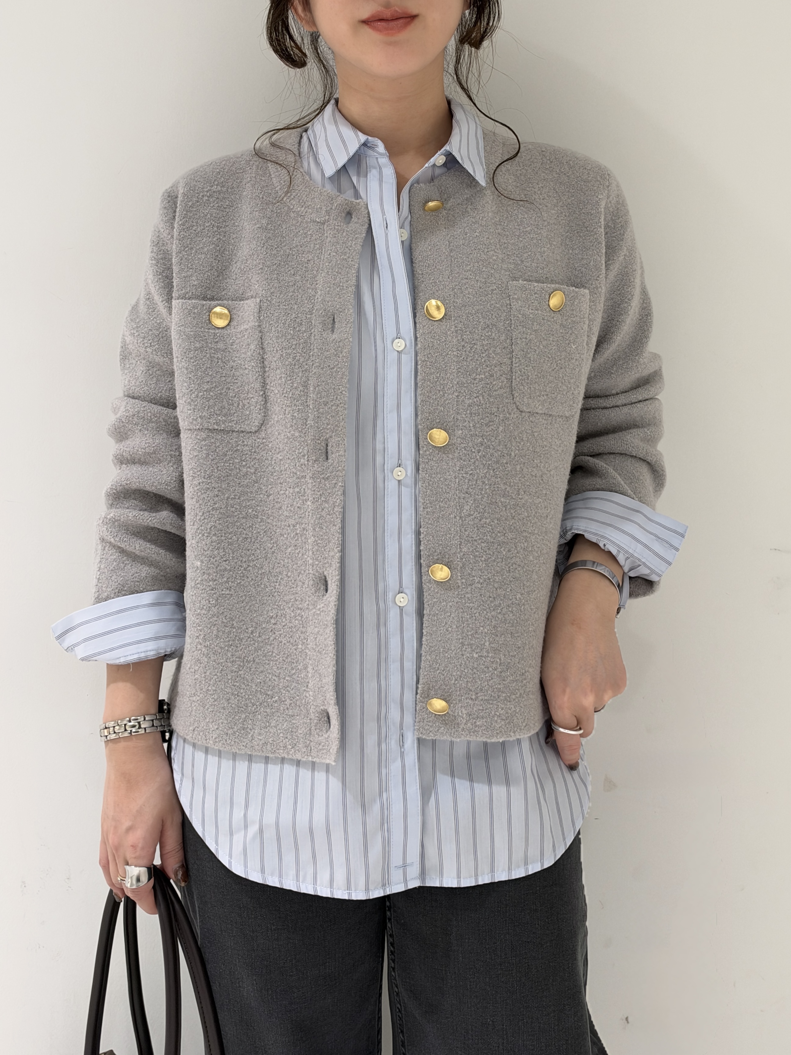 そんさんの「INDIVI｜【軽やか】ブークレニットジャケット」を使ったコーディネート