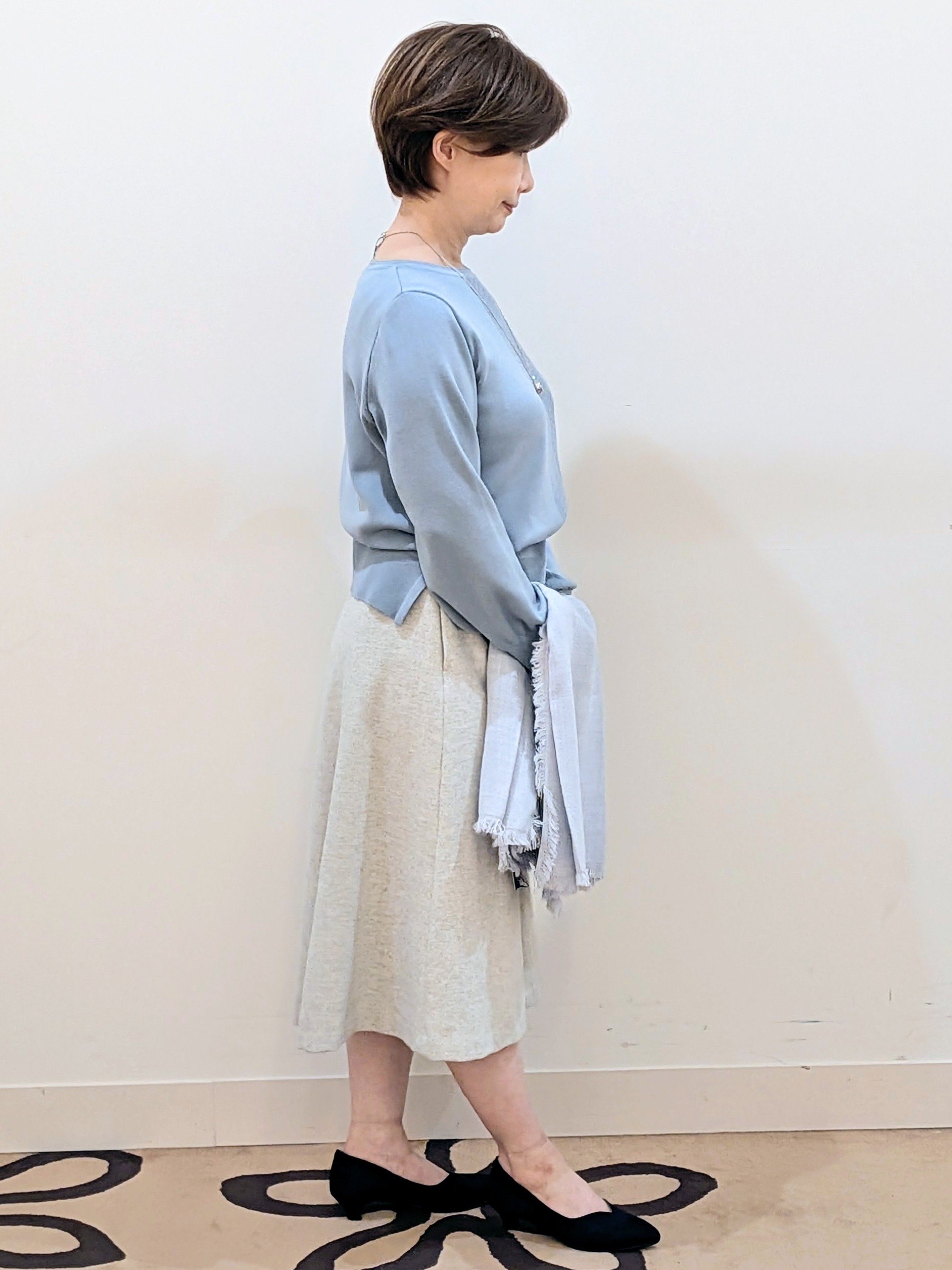 mamiさんの「Reflect｜【マシンウォッシュ】レース風編み柄ニット」を使ったコーディネート
