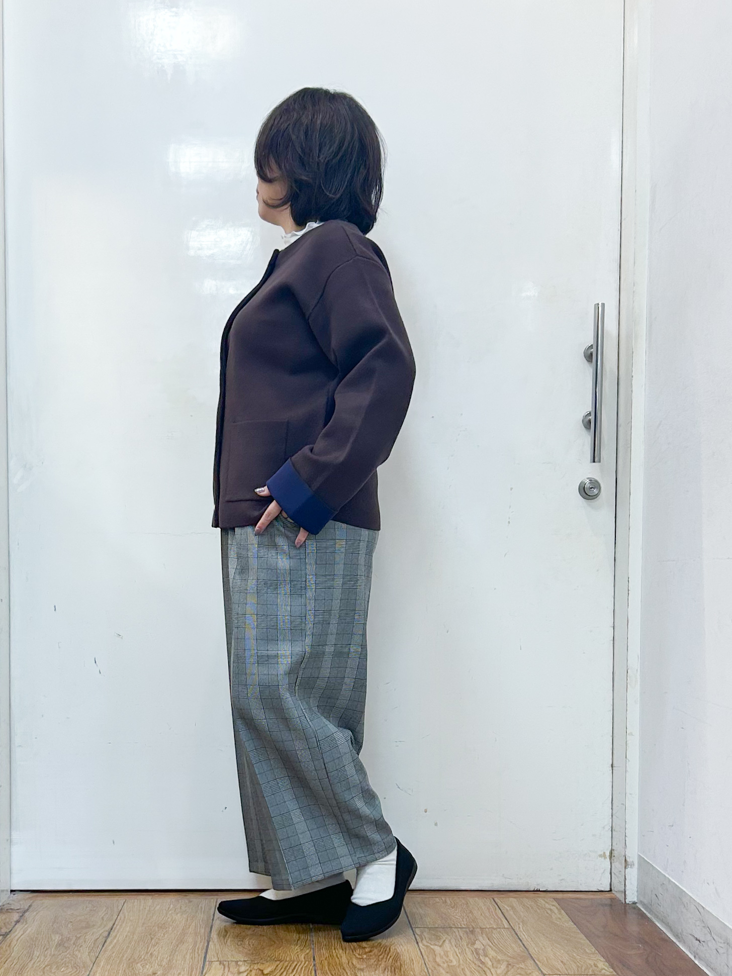haruさんの「SHOO･LA･RUE｜【S-LL/洗濯機可/静電気防止】もちもち配色ダブルフェイスカーディガン」を使ったコーディネート