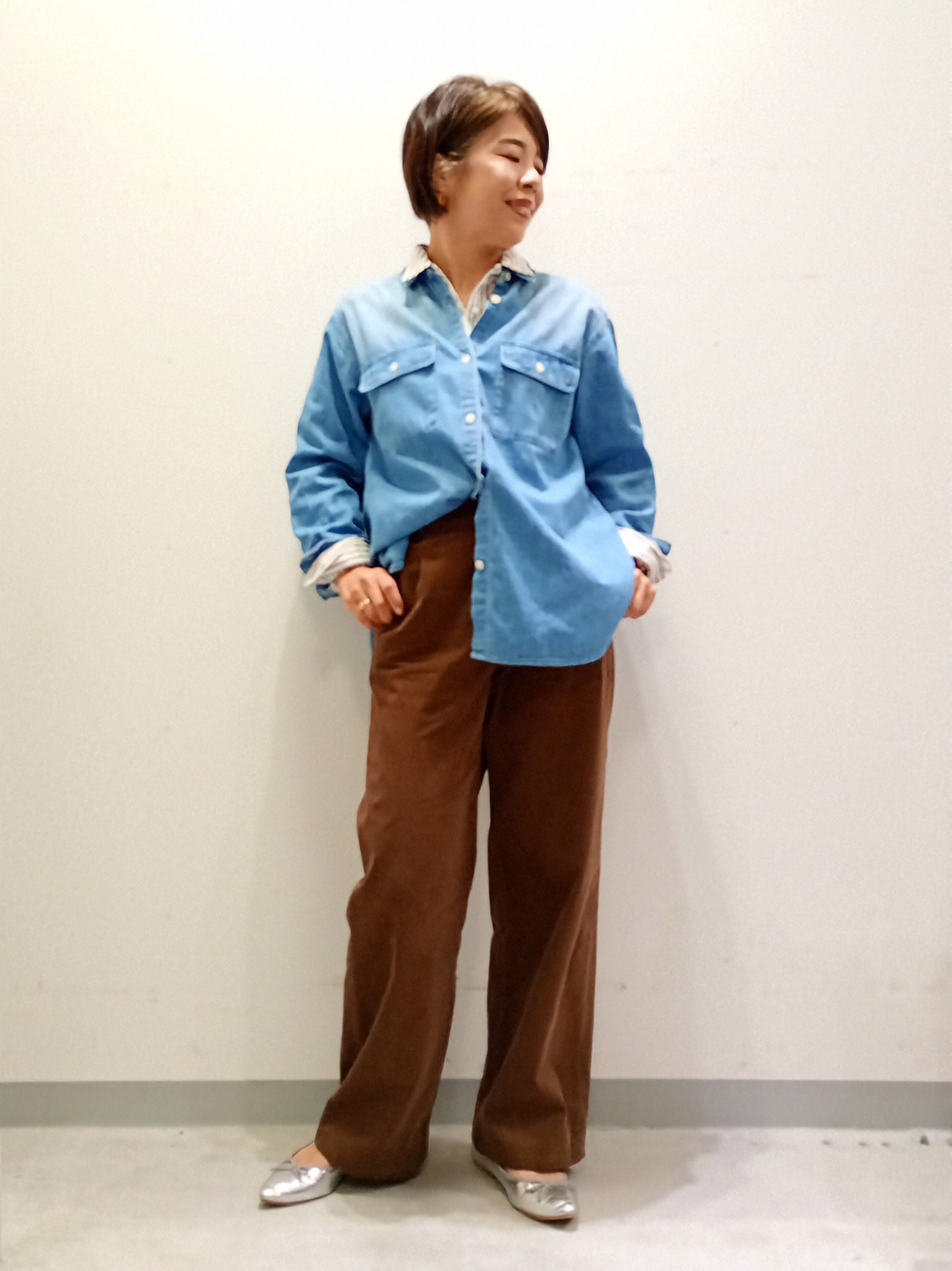 Kさんの「INDIVI｜【洗える／体型カバー】ライトデニム ワークシャツ」を使ったコーディネート