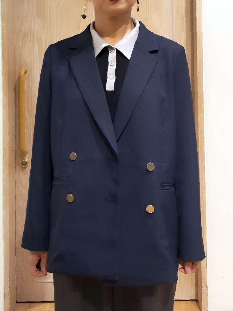 YUKIさんの「SHOO･LA･RUE｜【セットアップ可/通勤/洗濯機可/SS-LL】オンオフ使える ダブルブレストジャケット」を使ったコーディネート