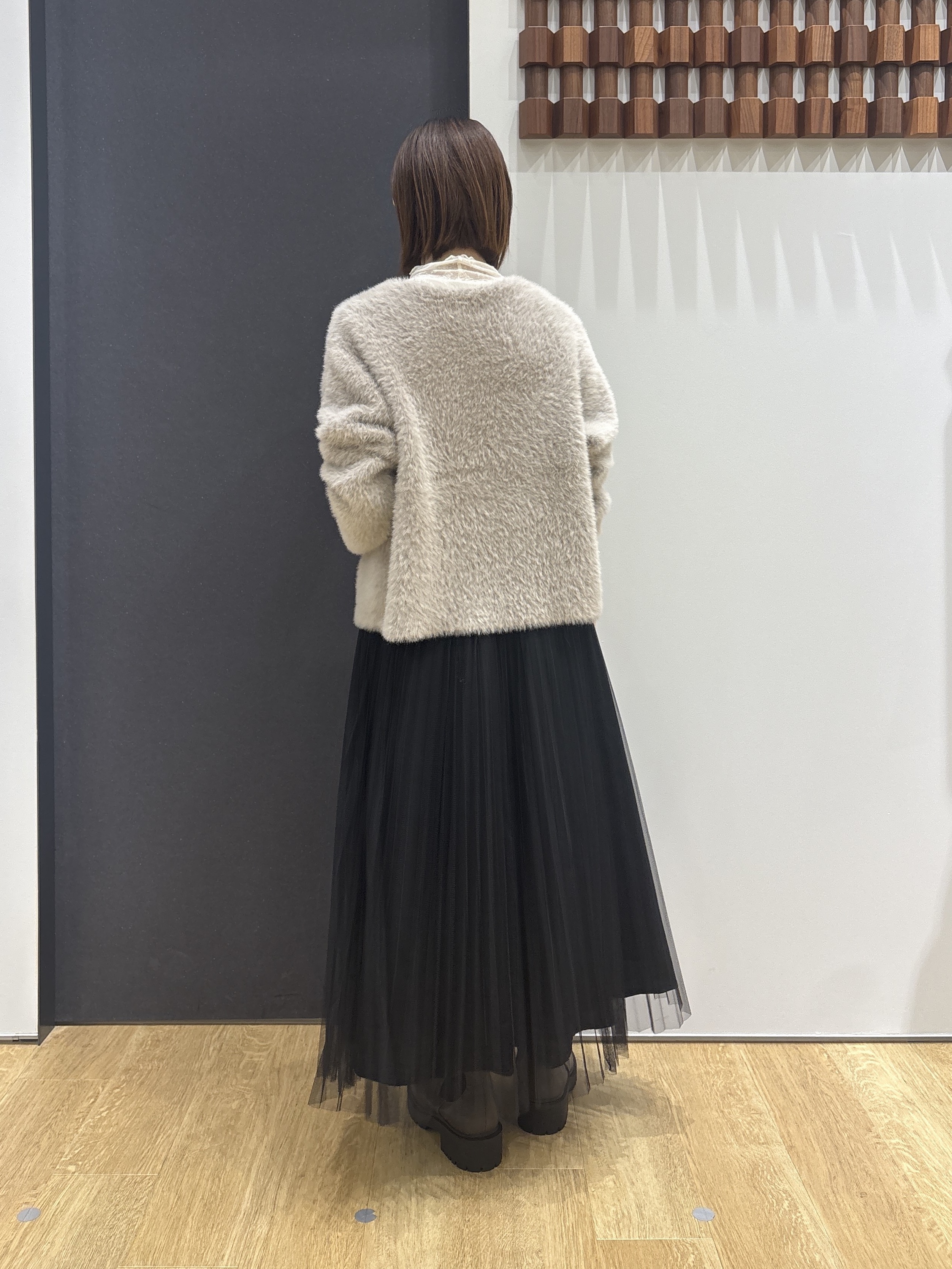 risaさんの「Dessin｜【洗える】シャギーニットカーディガン」を使ったコーディネート
