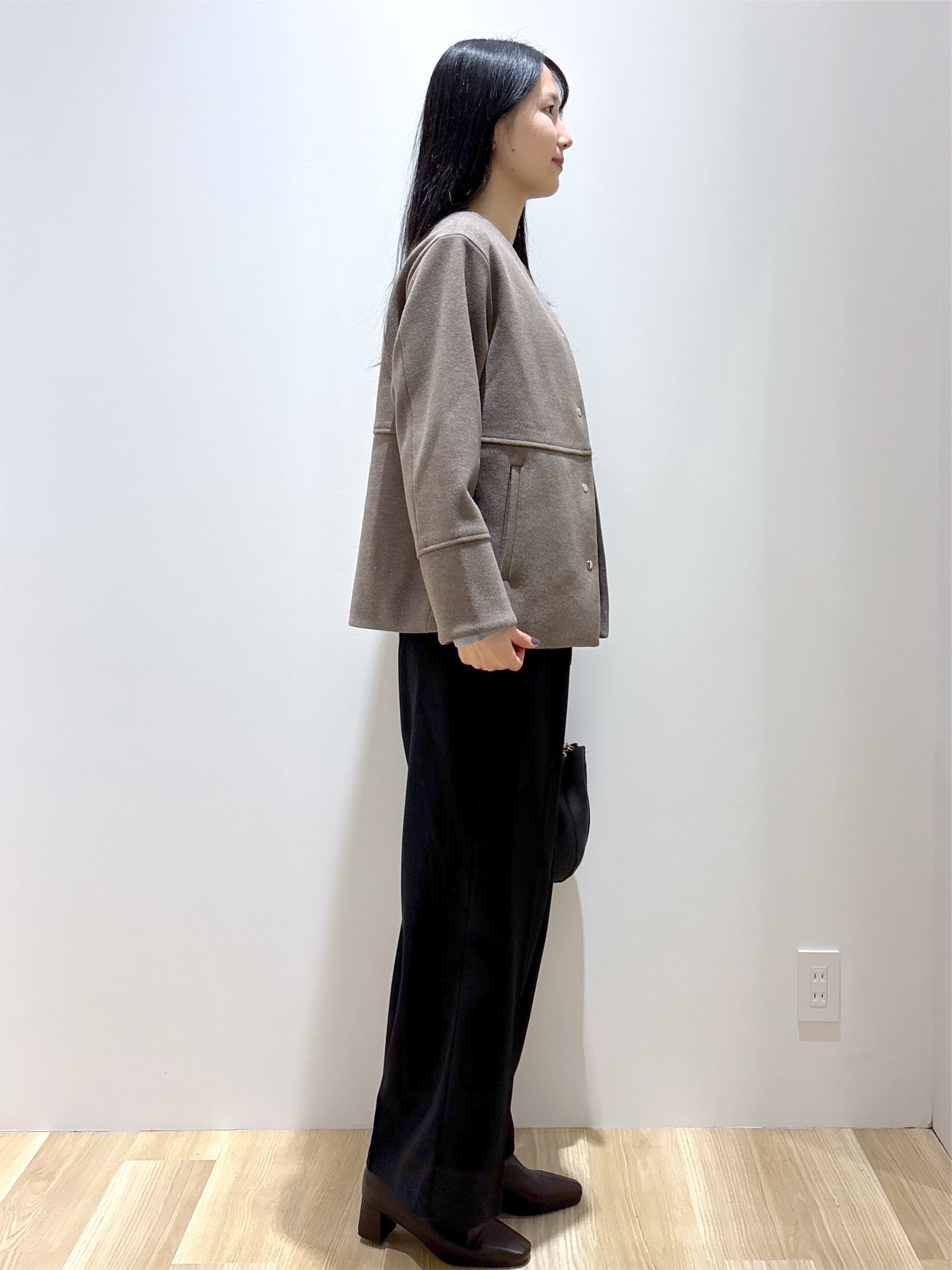sachikoさんの「OPAQUE.CLIP｜ウールライク ノーカラーコート【洗濯機OK】」を使ったコーディネート