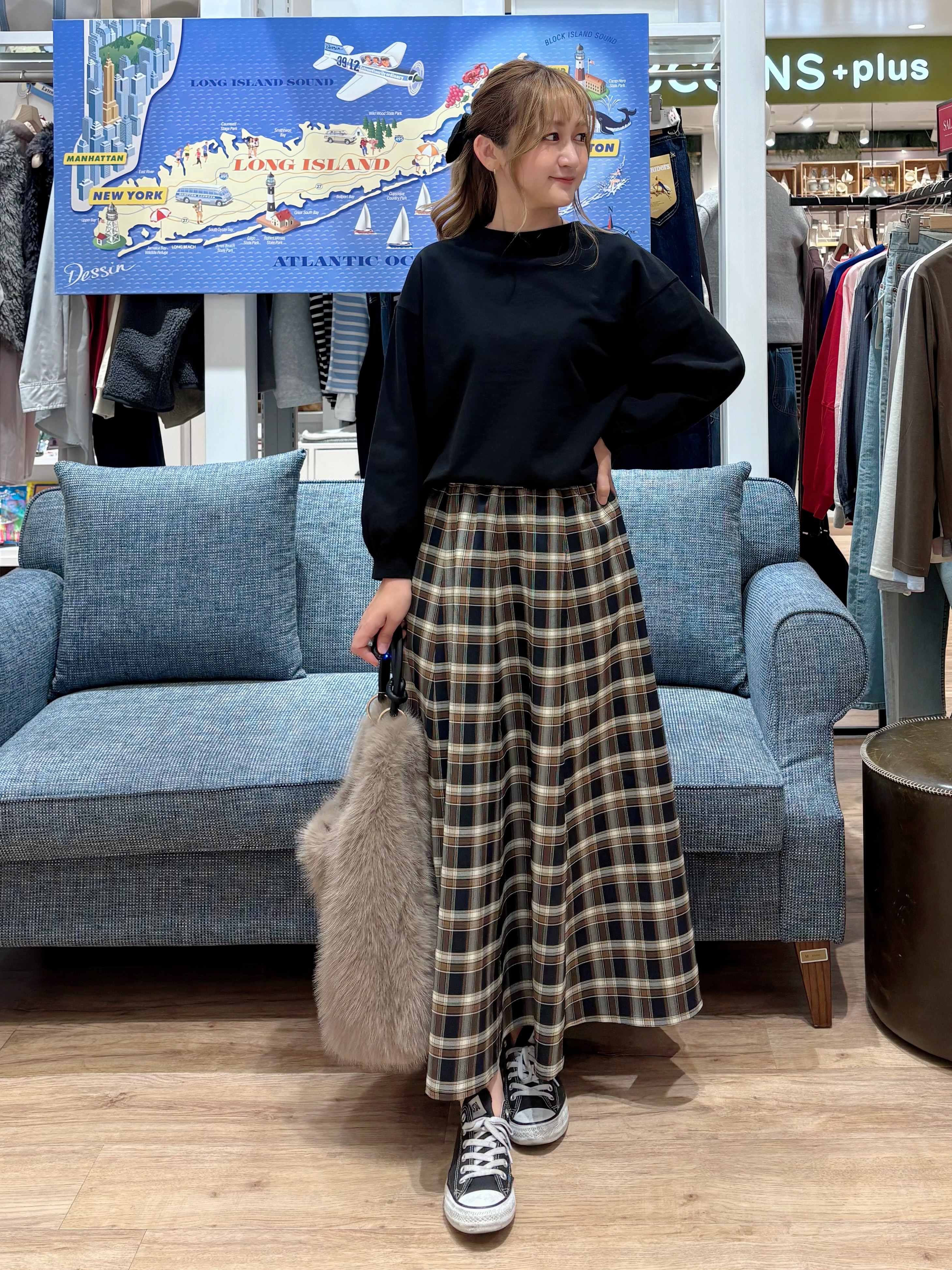 yuinaさんの「Dessin｜【洗える/7色展開/XS-L】バックヘンリーミニ裏毛 長袖」を使ったコーディネート