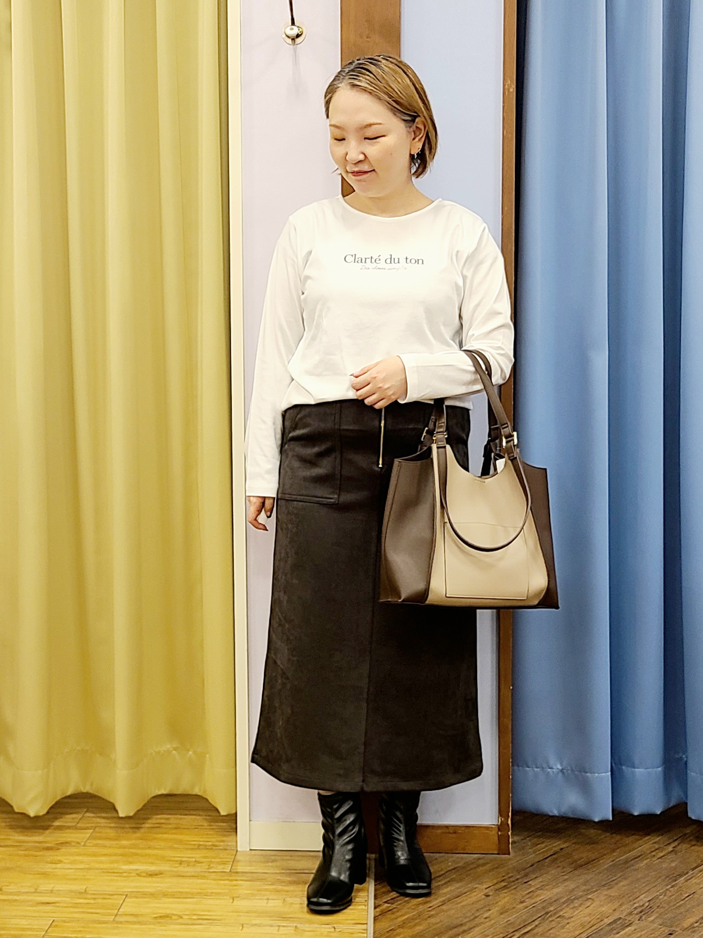 Chiiさんの「SHOO･LA･RUE｜【セットアップ可/洗濯後しわになりにくい】ウールフィール ダブルジャケット」を使ったコーディネート