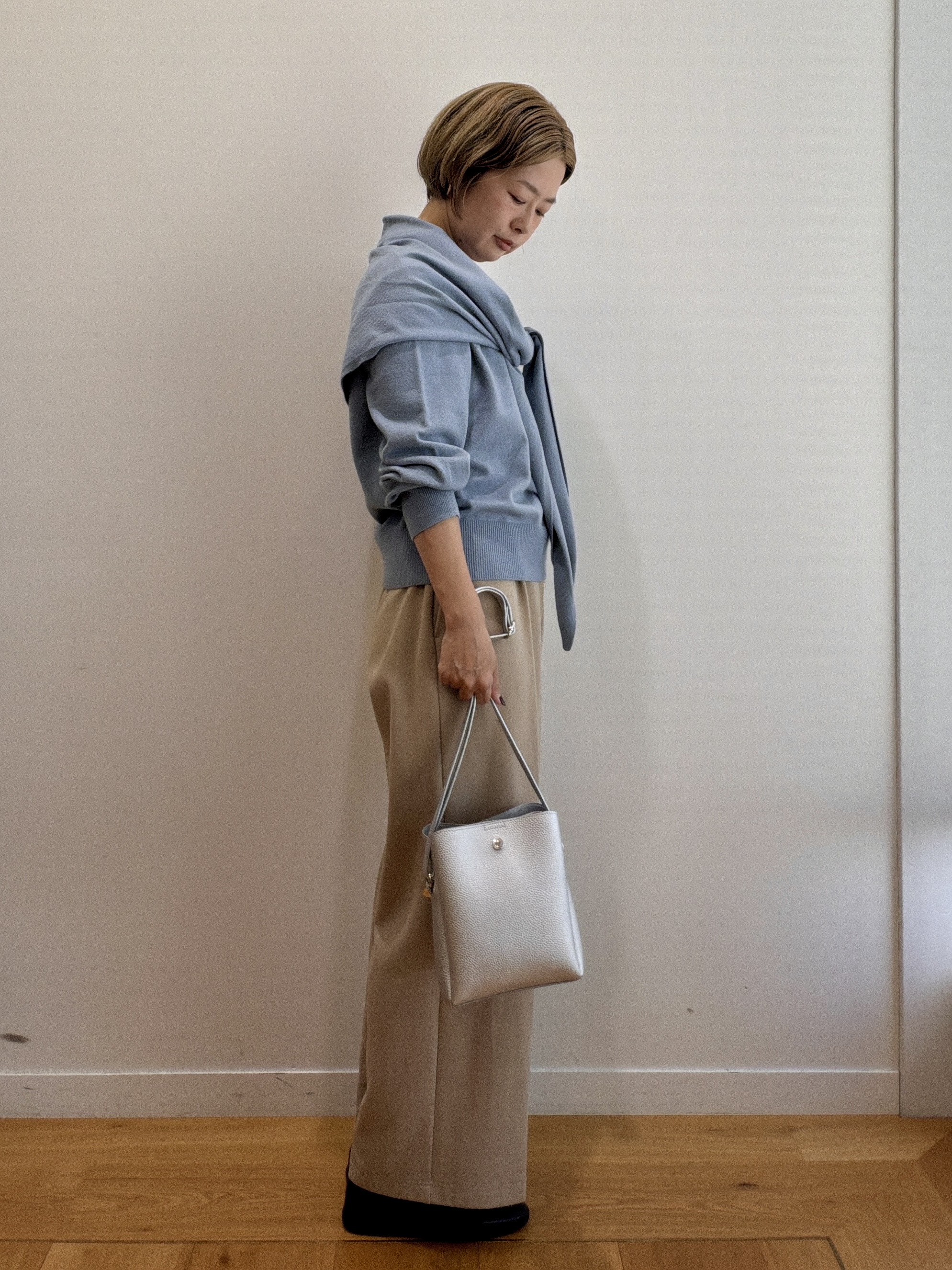 Mariko.Sさんの「OPAQUE.CLIP｜美形シルエット 裏起毛ジャージイージーワイドパンツ【ストレッチ／洗濯機OK】」を使ったコーディネート