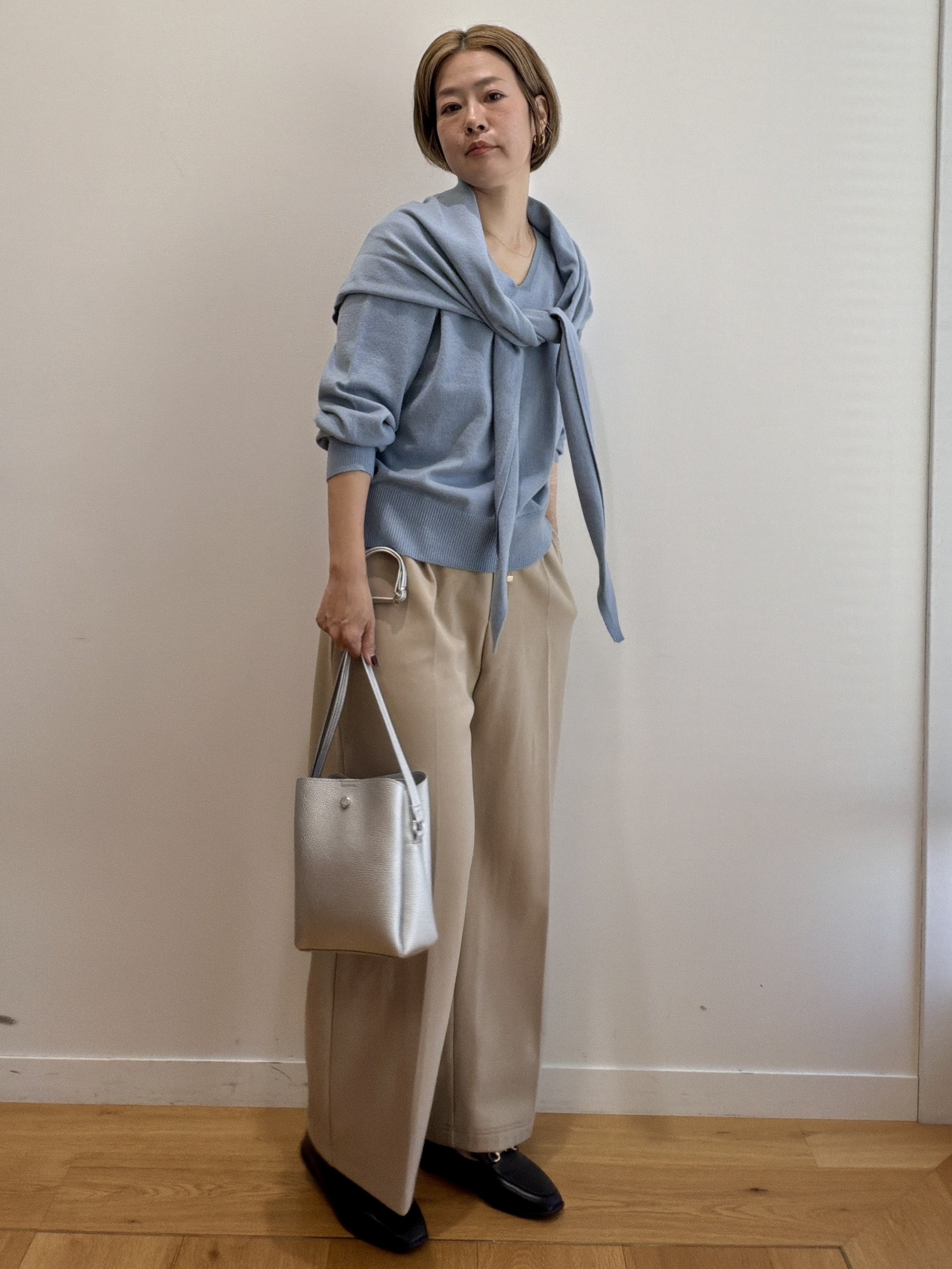 Mariko.Sさんの「OPAQUE.CLIP｜美形シルエット 裏起毛ジャージイージーワイドパンツ【ストレッチ／洗濯機OK】」を使ったコーディネート