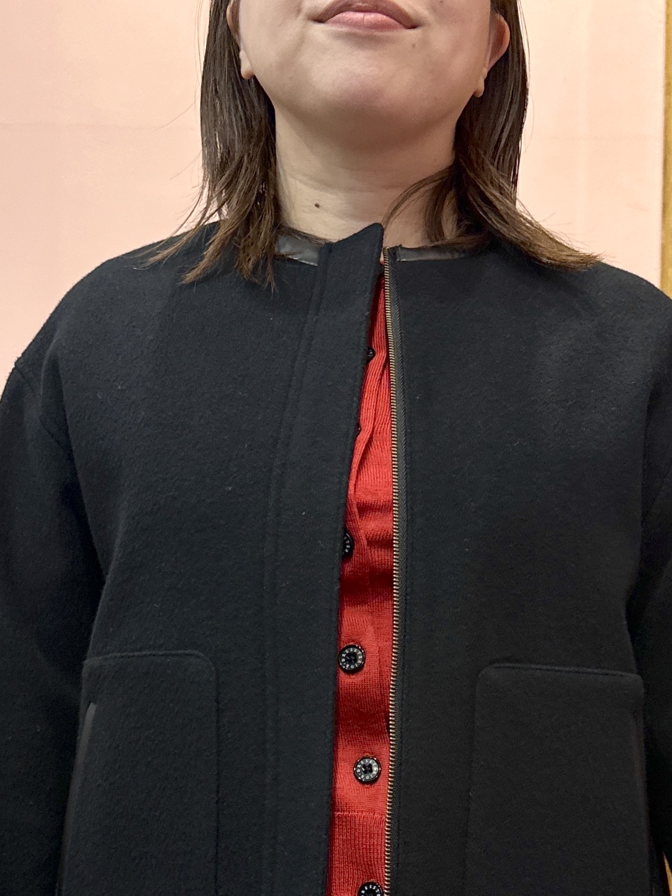 komatsuさんの「DRESSTERIOR｜Super140's レザー調パイピングジャケット」を使ったコーディネート