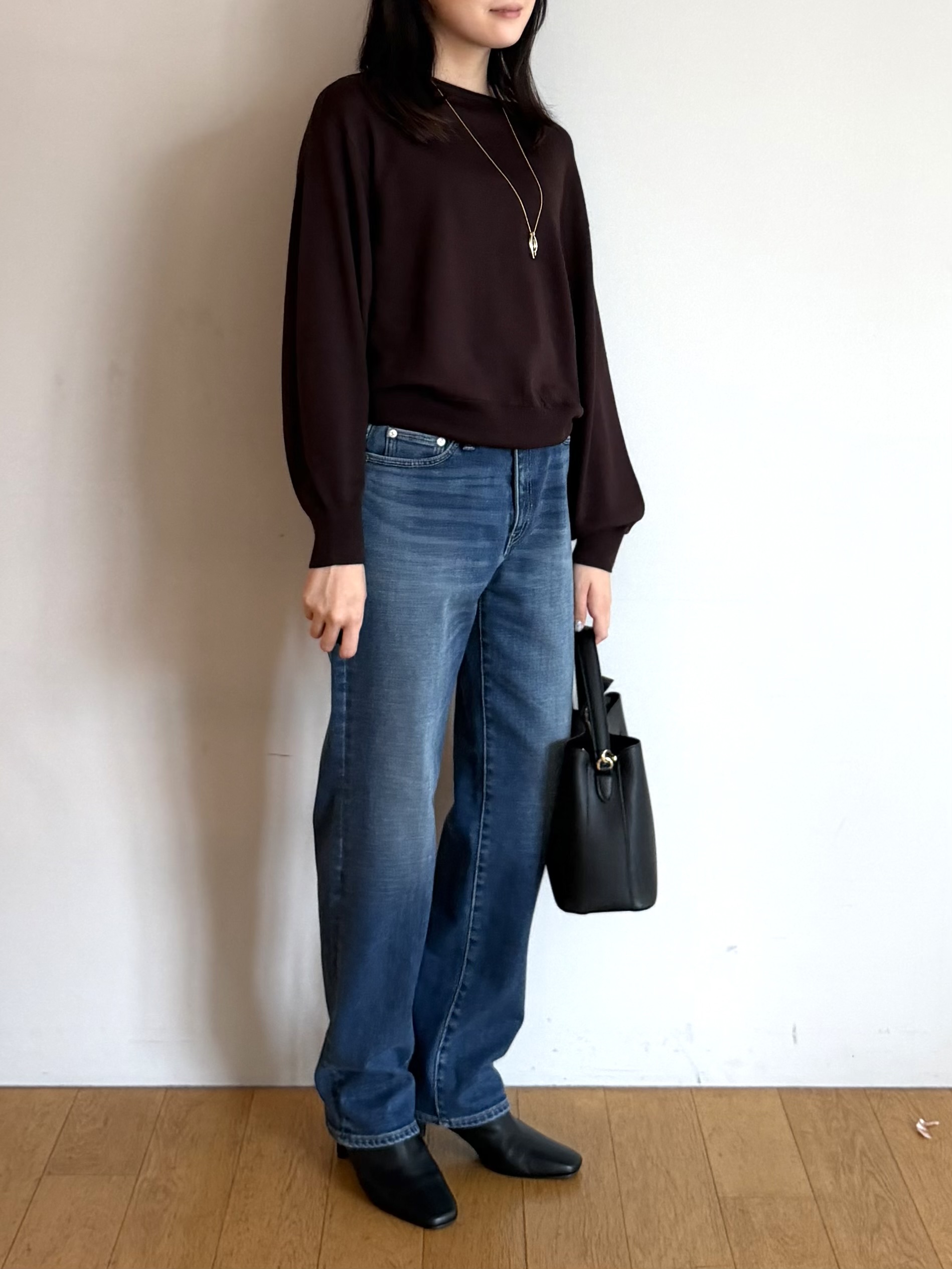 ririkaさんの「UNTITLED｜【店頭人気！/8色展開】ボリュームスリーブニットプルオーバー」を使ったコーディネート