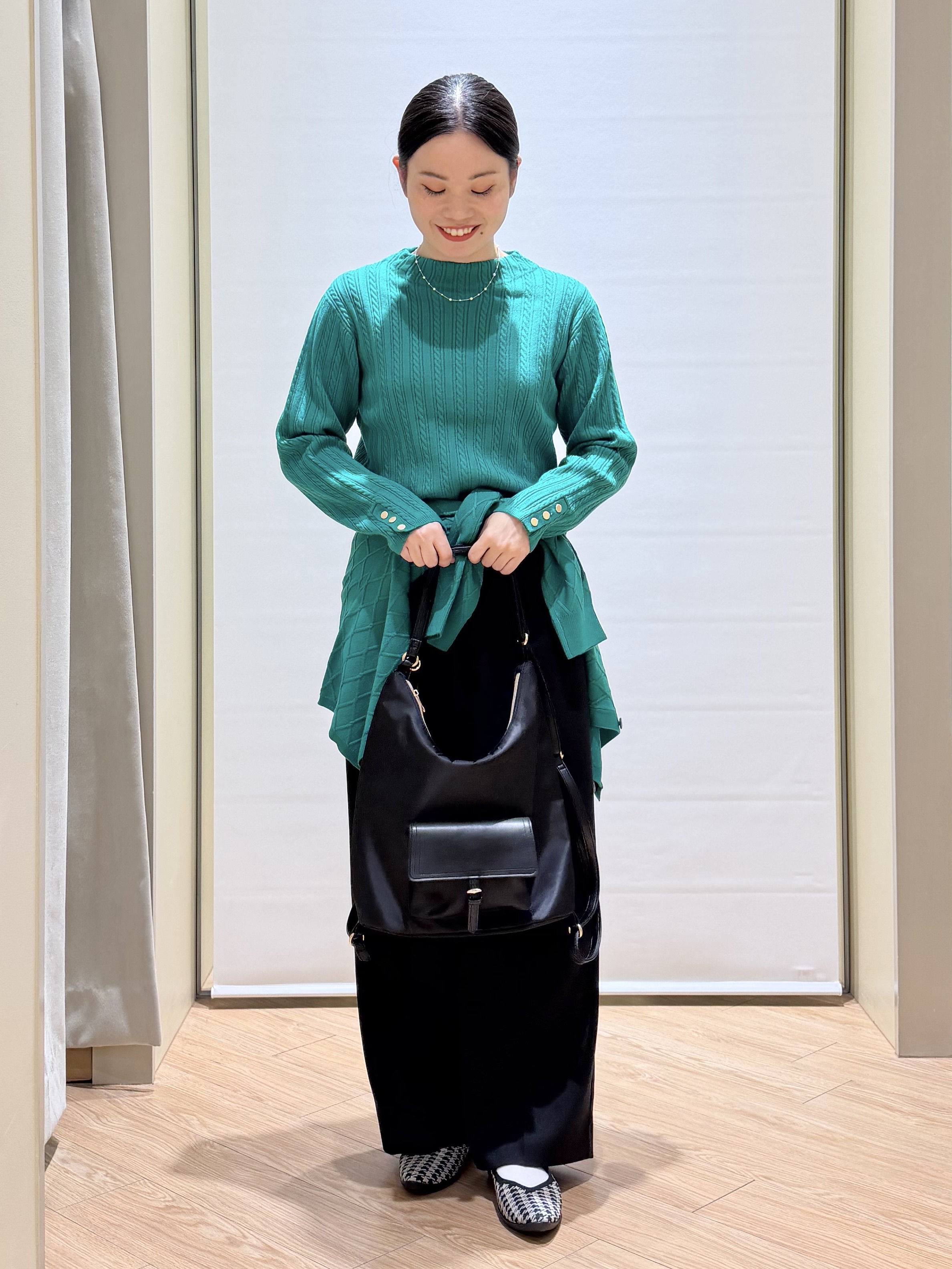 あんりさんの「grove｜【毛玉軽減】大人上品なダイヤ柄ニットカーディガン」を使ったコーディネート