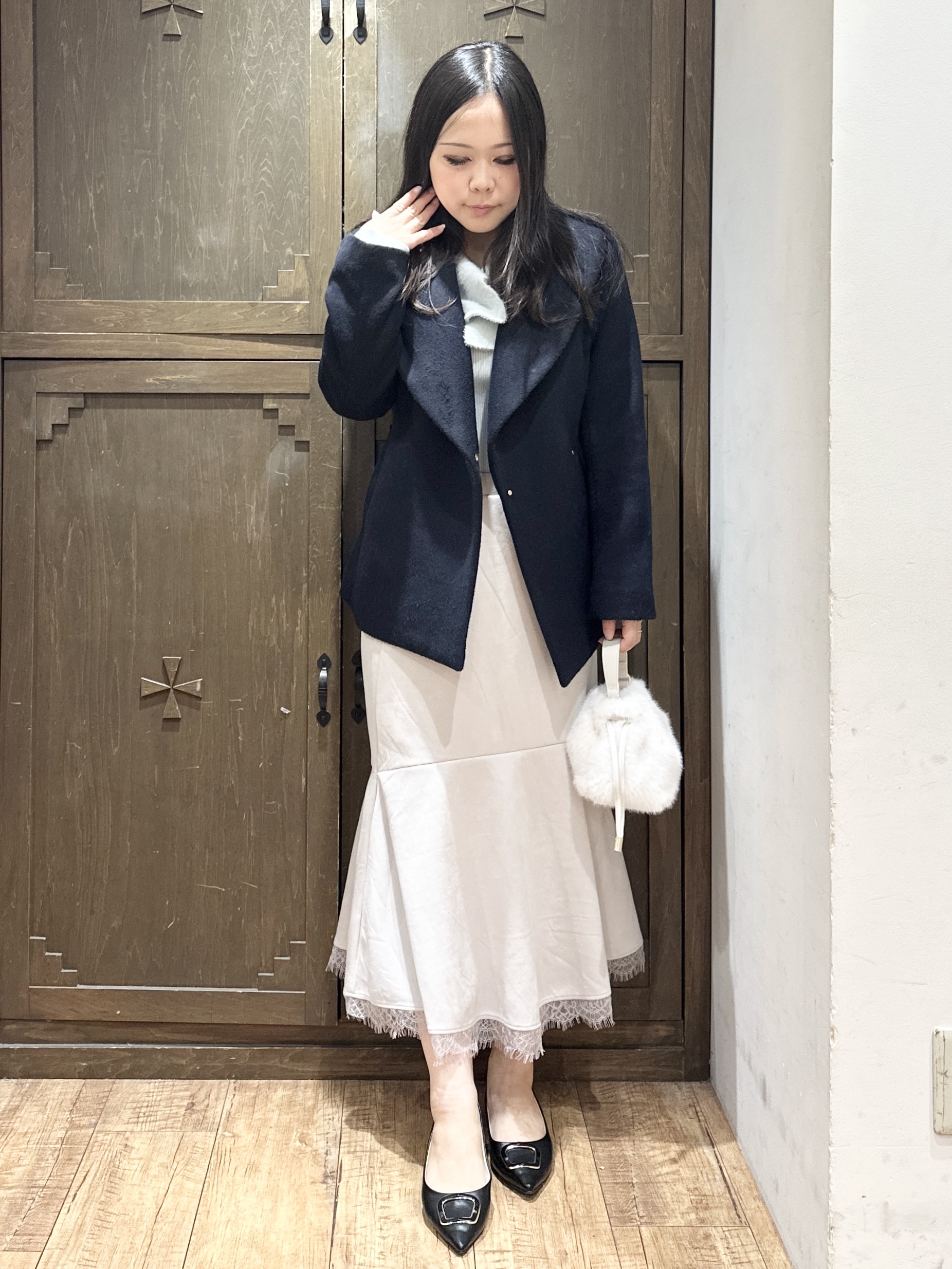 kanaさんの「index｜カシミヤ混ビッグショールカラーコート」を使ったコーディネート