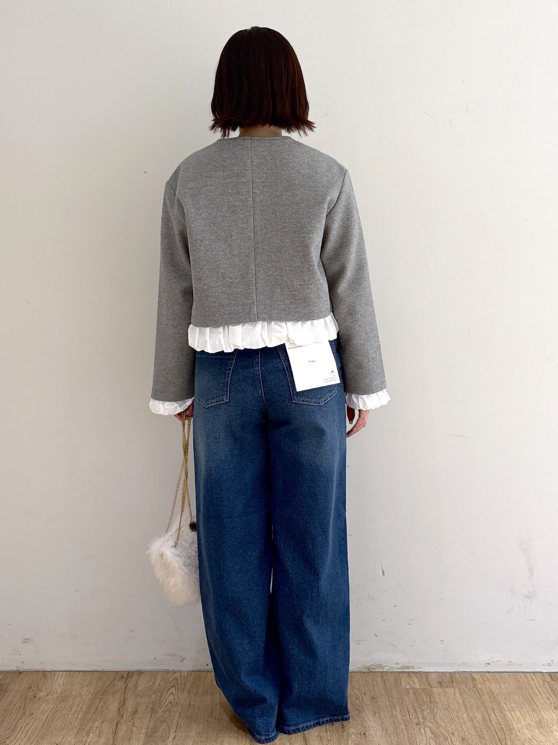 mireiさんの「OPAQUE.CLIP｜異素材フリルウールライクコート【吸湿発熱／防シワ／洗える】」を使ったコーディネート
