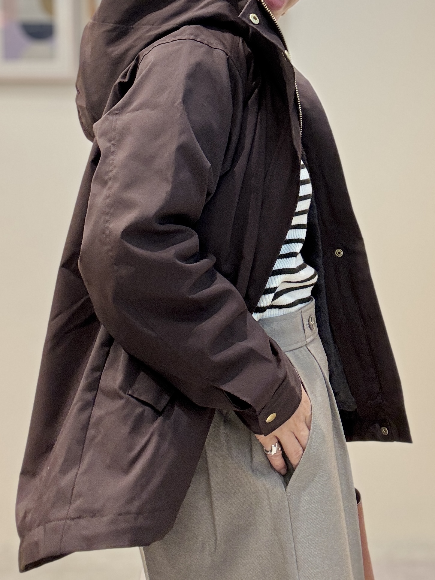たけぴさんの「SHOO･LA･RUE｜【絶妙なゆるピタ/S-LL/洗濯機可】ちくちくしにくいリブハイネック やわらかニット」を使ったコーディネート