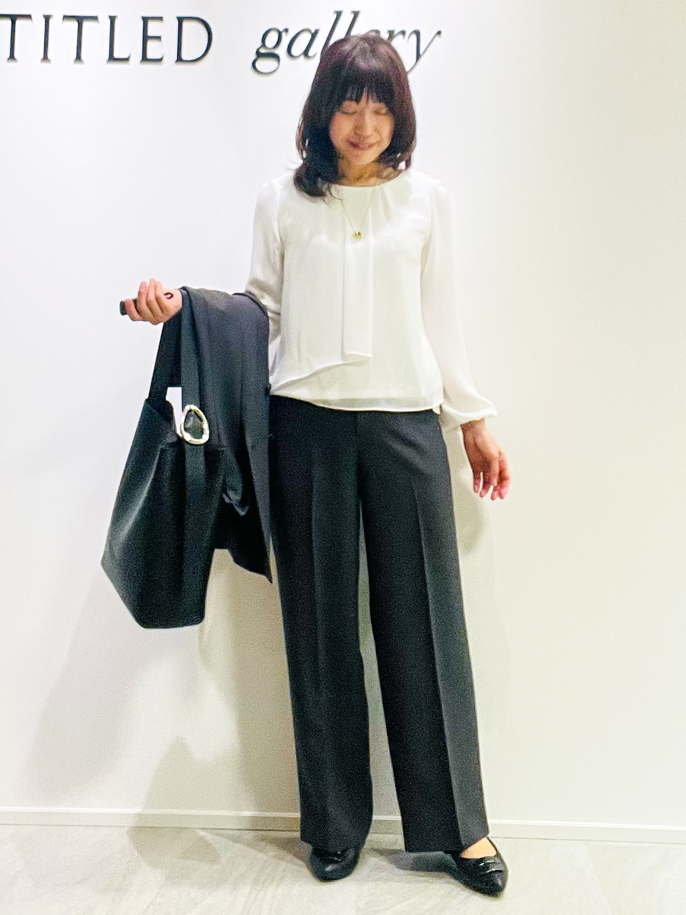 めいさんの「UNTITLED｜【SS-4Lサイズ／通勤／セレモニー】クルーネック シフォンブラウス」を使ったコーディネート