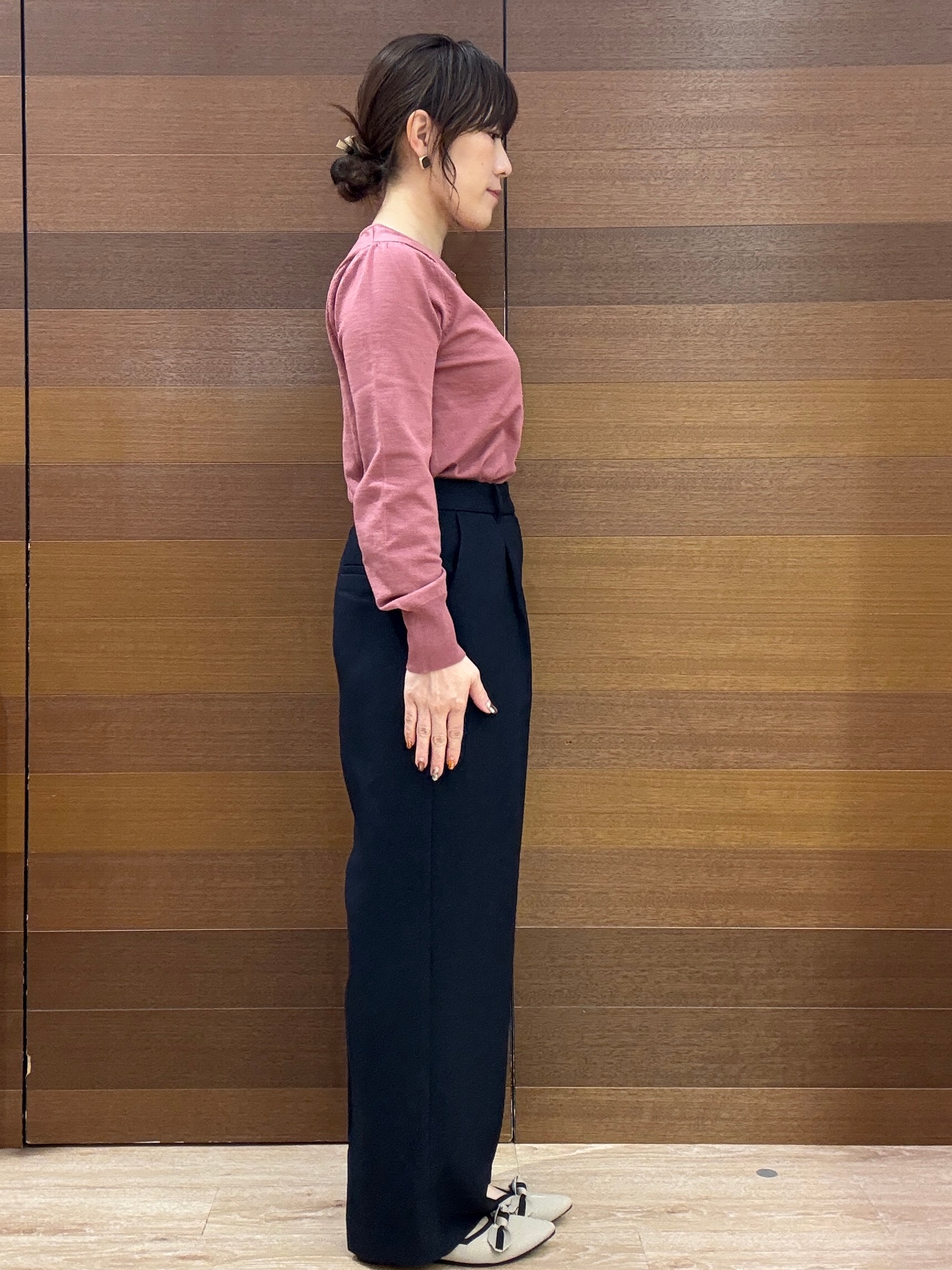 maichiさんの「OPAQUE.CLIP｜ビジューパーツ付きハートネックニット【洗濯機OK／抗ピリング】」を使ったコーディネート