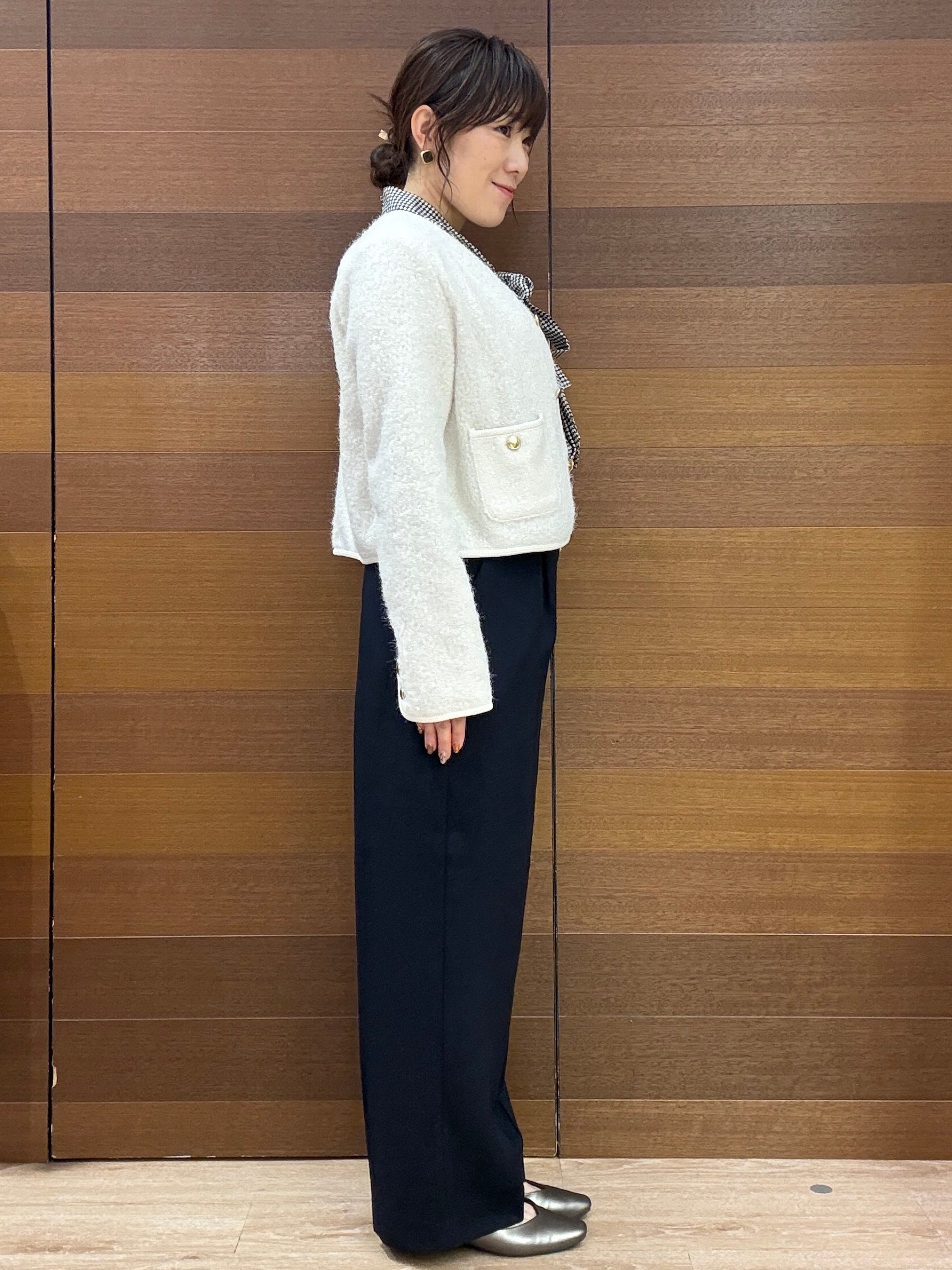 maichiさんの「OPAQUE.CLIP｜【洗濯機OK】ブークレノーカラーショートブルゾン」を使ったコーディネート