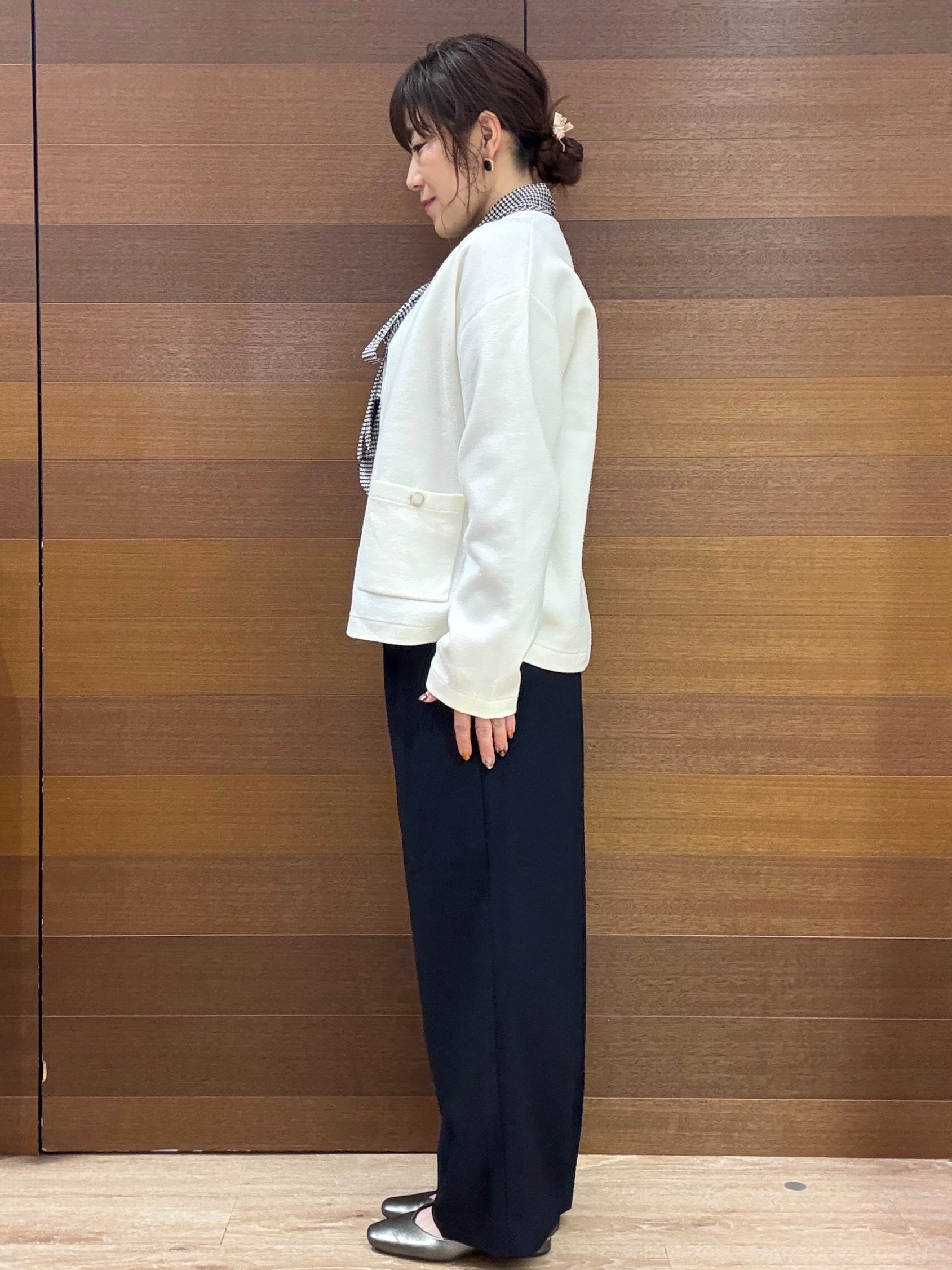 maichiさんの「OPAQUE.CLIP｜【セットアップ可】ノーカラーミドルコーディガン《洗濯機OK》」を使ったコーディネート