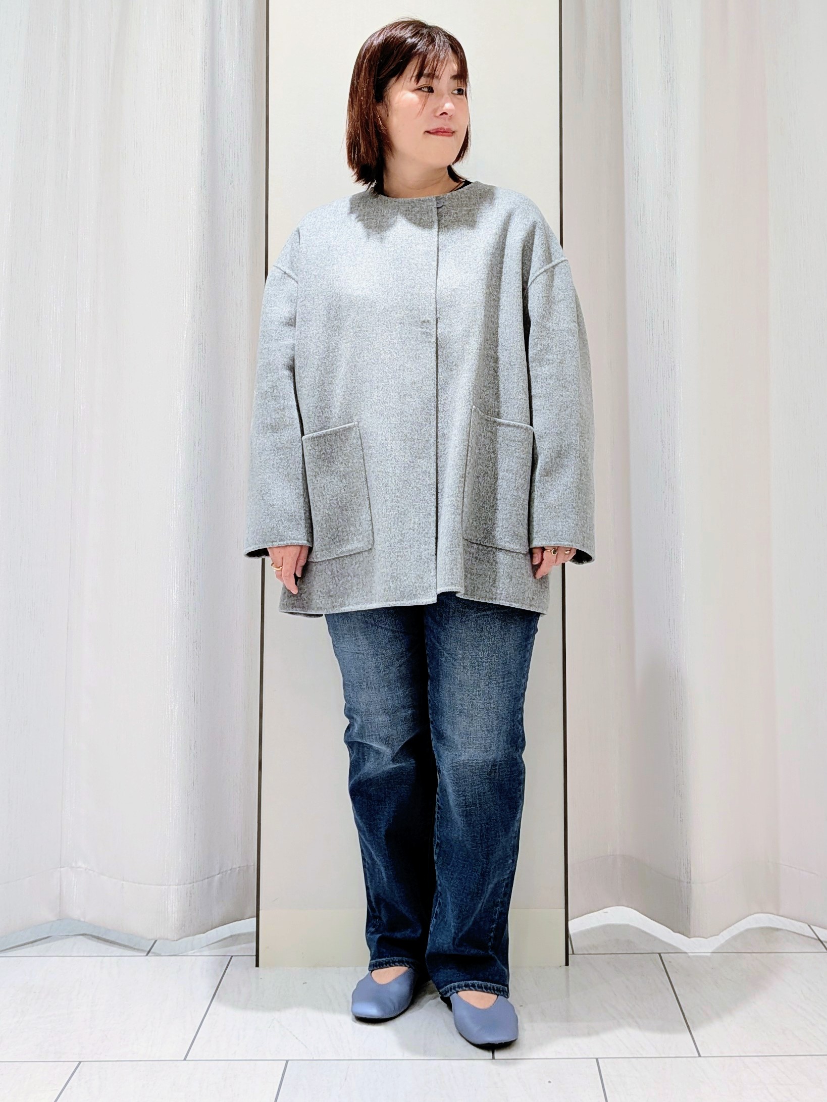 Onumaさんの「UNTITLED｜【マフラー付き/ゆったり】リバーコート」を使ったコーディネート
