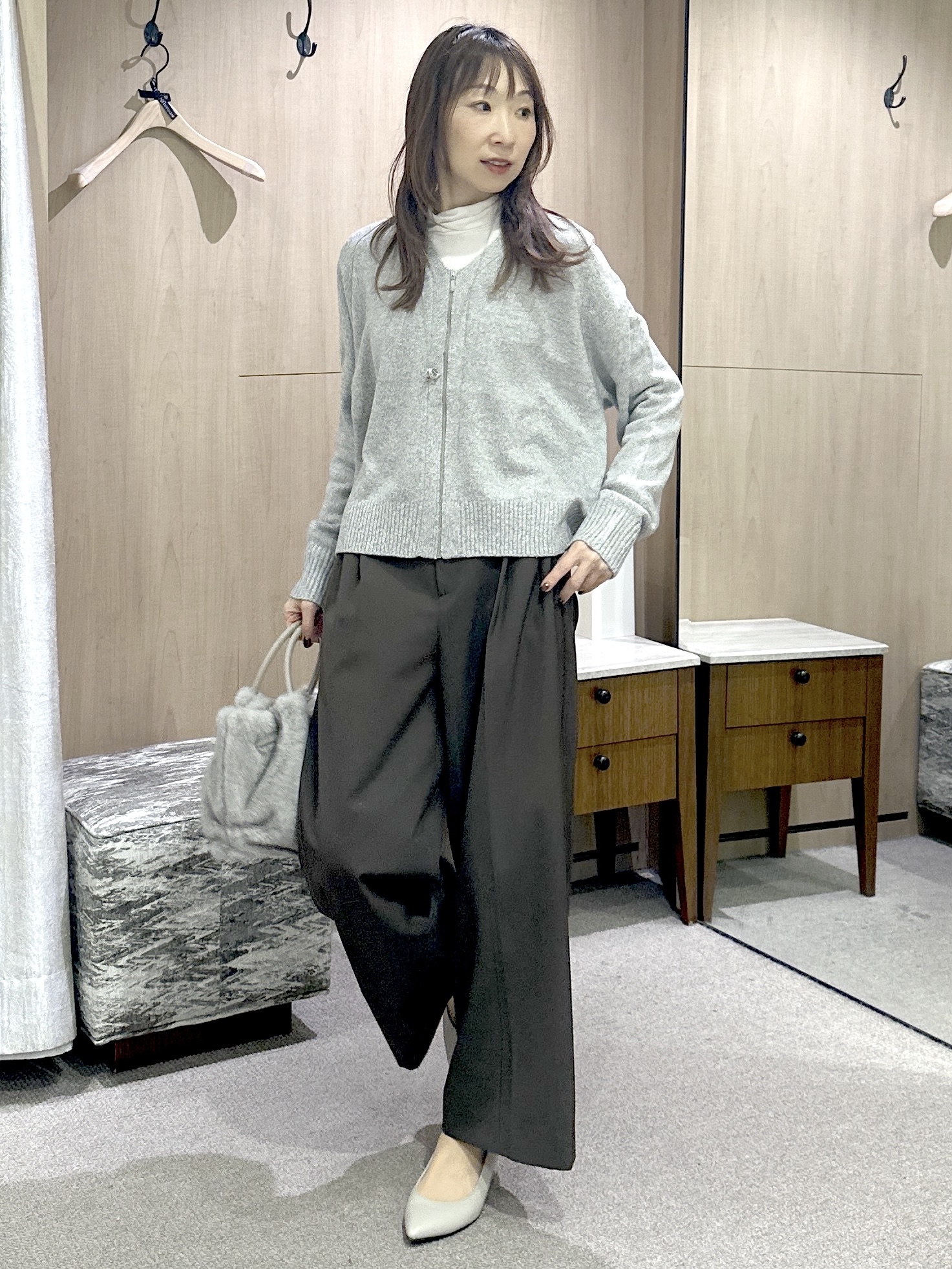 Miwaさんの「UNTITLED｜【店頭人気！】杢調ジップカーディガン」を使ったコーディネート