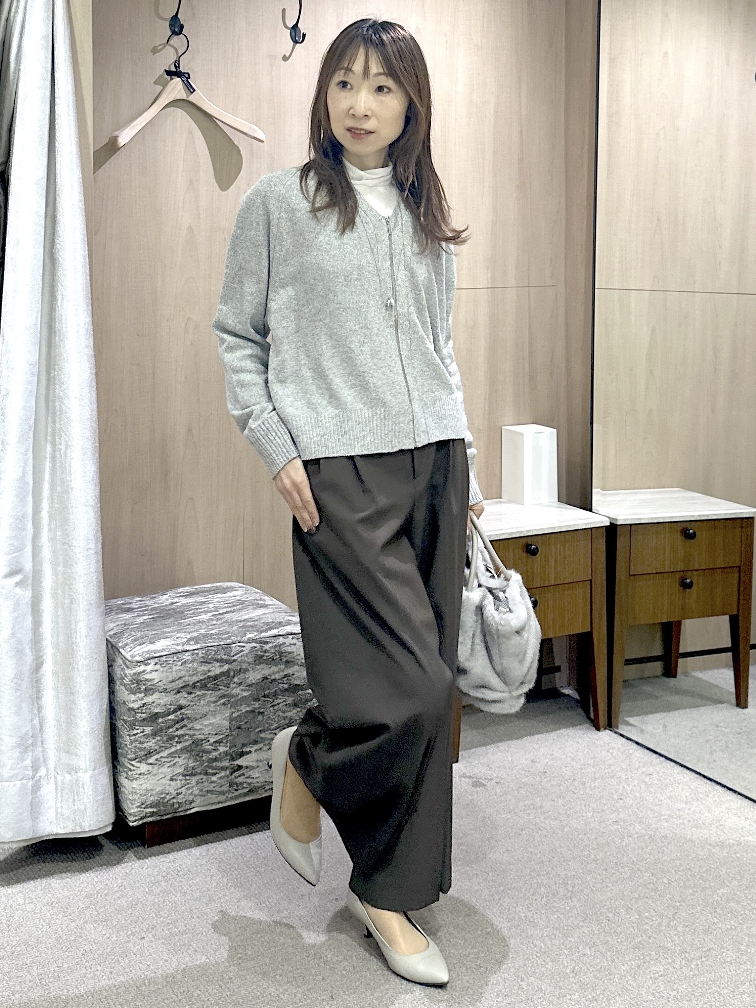 Miwaさんの「UNTITLED｜【店頭人気！】杢調ジップカーディガン」を使ったコーディネート