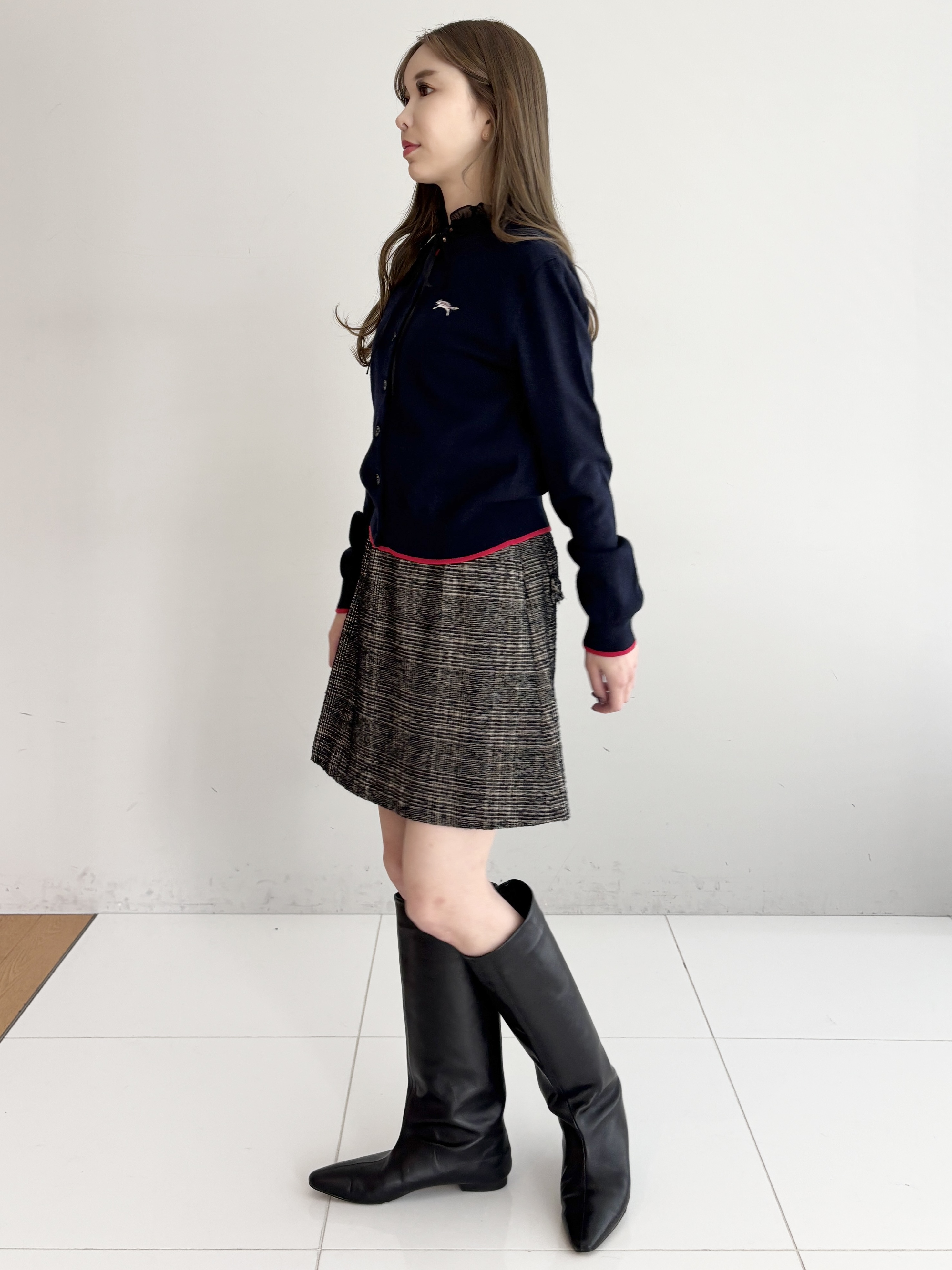 清水夏姫さんの「DRESSTERIOR｜【セットアップ可】ループグレンミニスカート」を使ったコーディネート