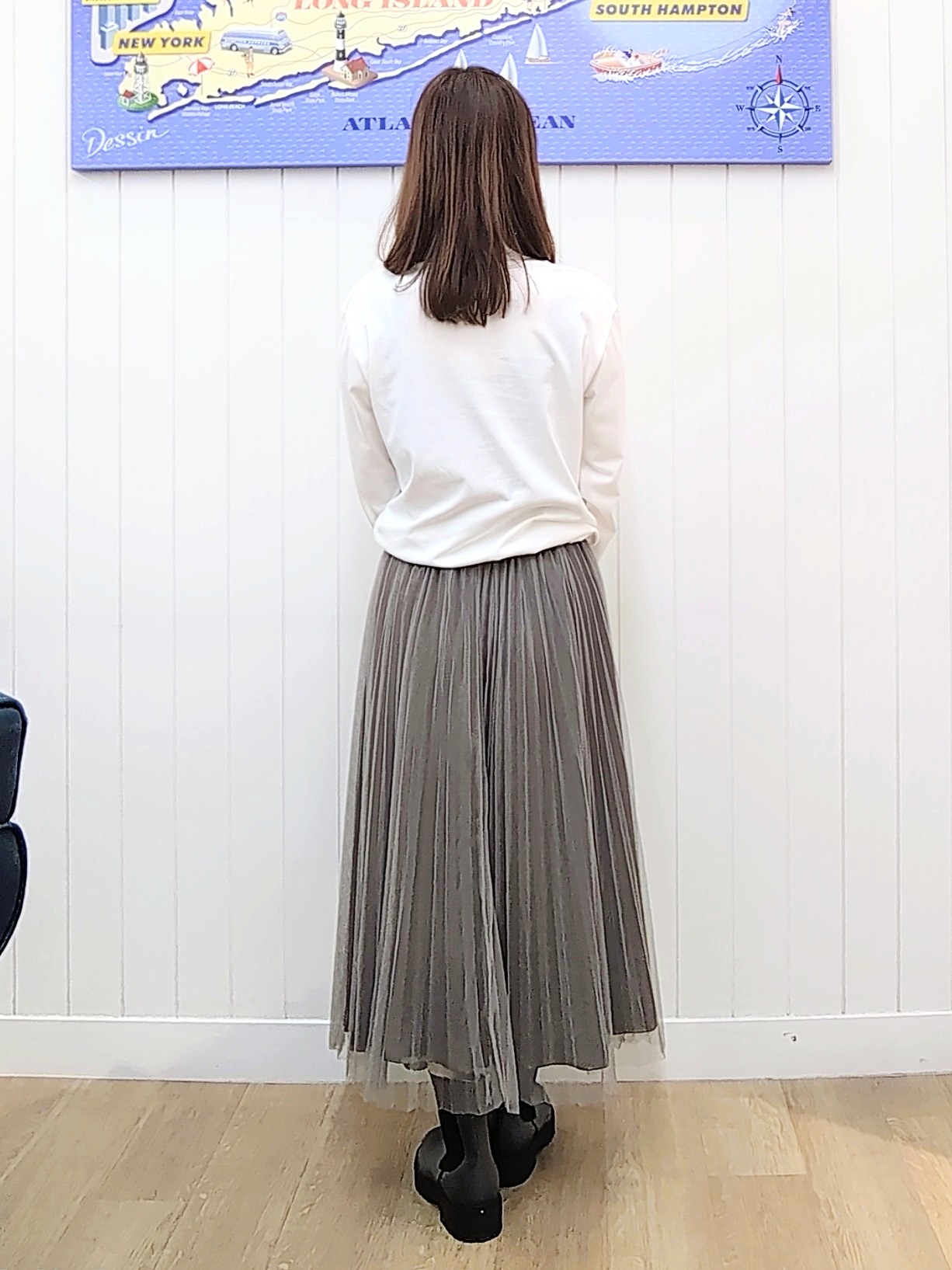 itoさんの「Dessin｜【秋のレイヤードアイテム/洗える】シアー切り替えタートルプルオーバー」を使ったコーディネート