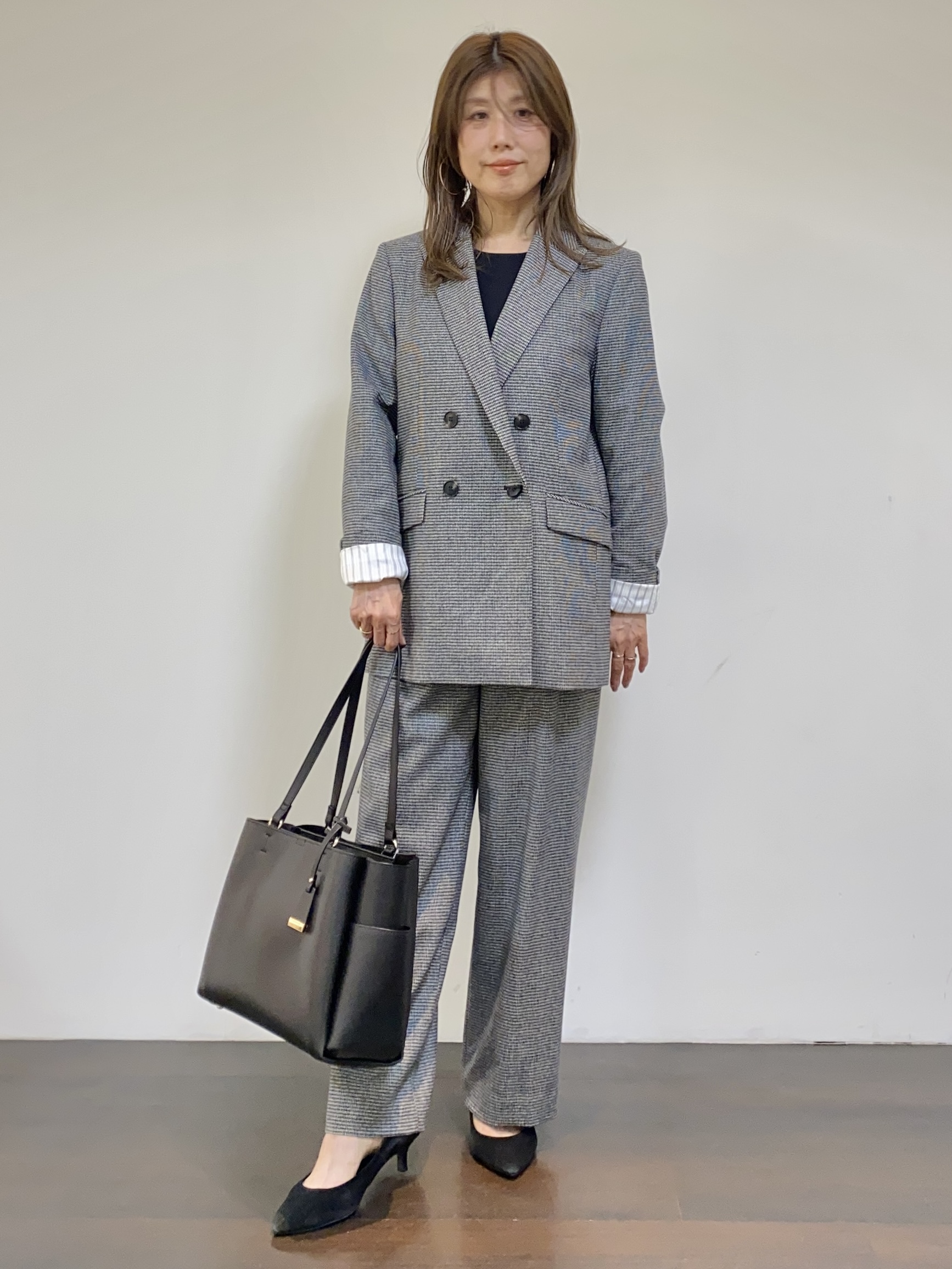 tomoさんの「UNTITLED｜【セットアップ可/秋羽織り】ウールダブルジャケット」を使ったコーディネート