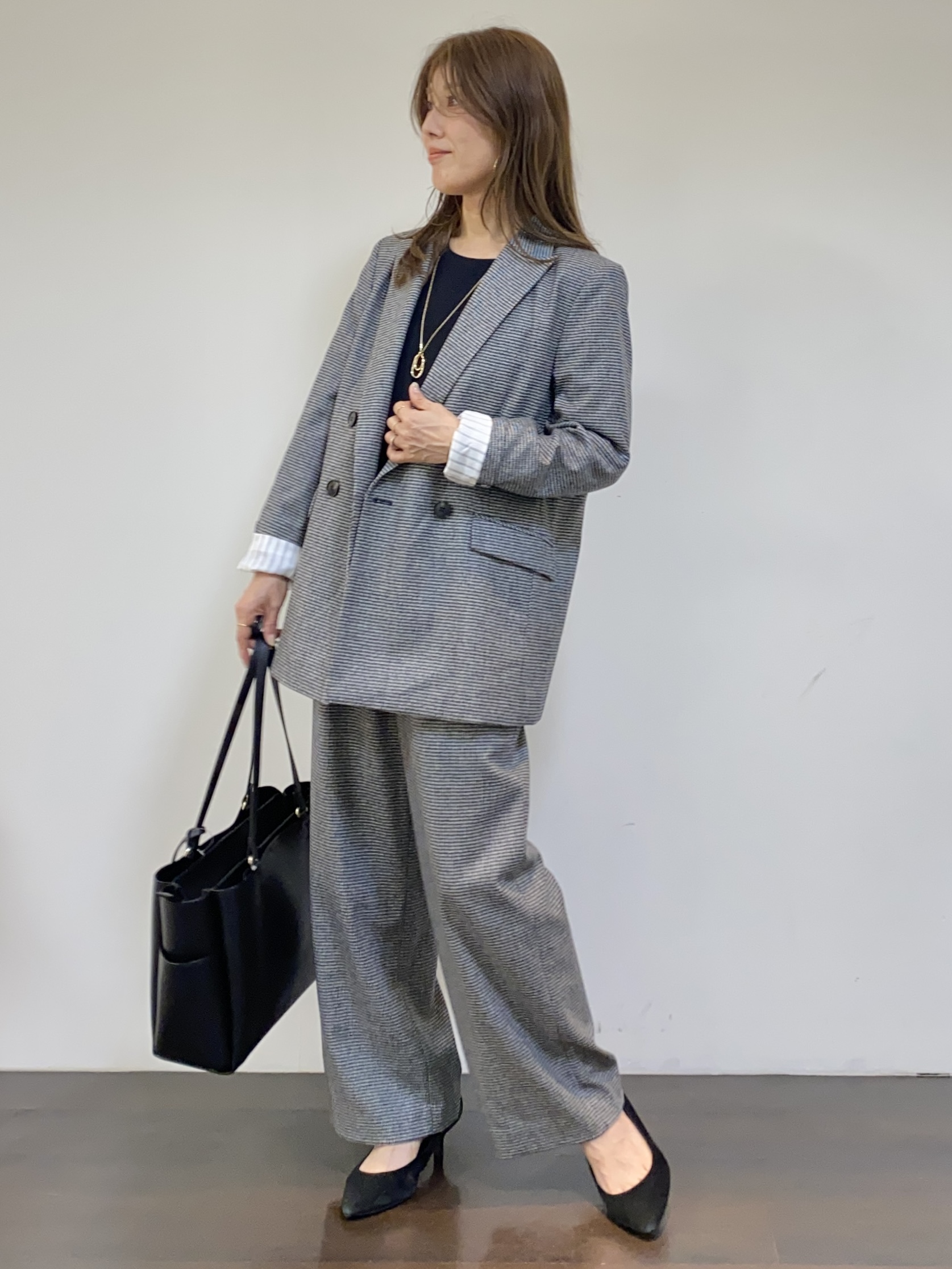 tomoさんの「UNTITLED｜【セットアップ可/秋羽織り】ウールダブルジャケット」を使ったコーディネート