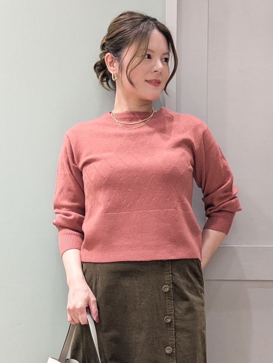 kuwawaさんの「grove｜【インしない・毛玉軽減】大人上品なダイヤ柄ニット」を使ったコーディネート