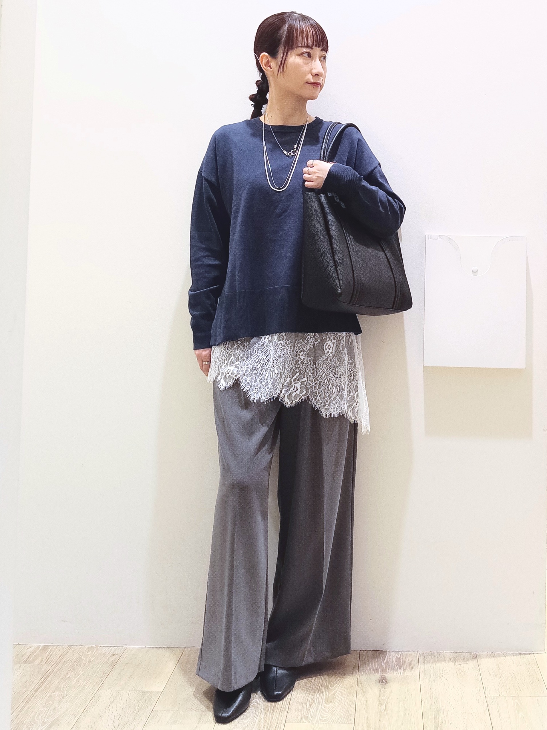 MKさんの「index｜リラクシークルーニット【洗濯機OK】」を使ったコーディネート