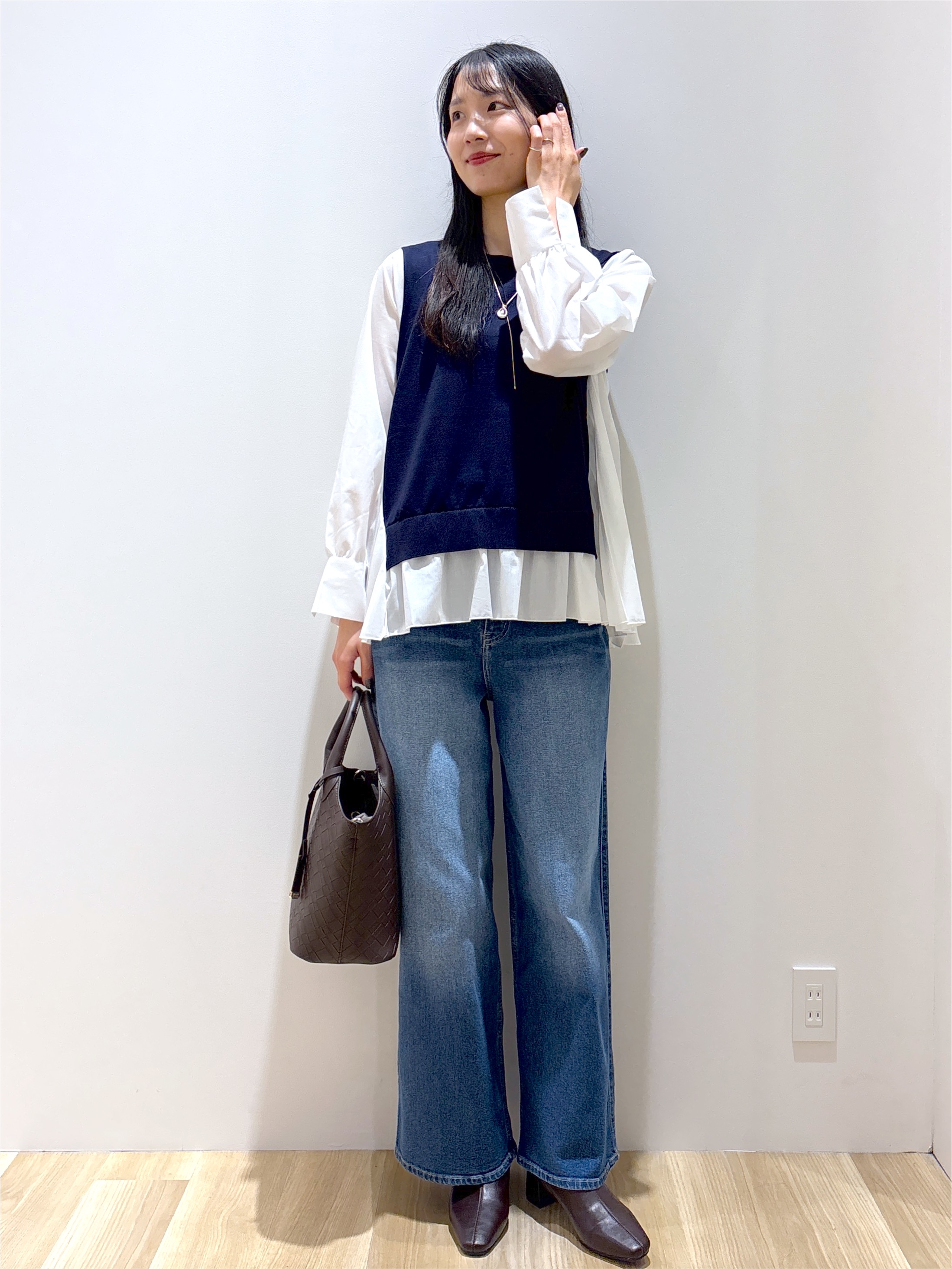 sachikoさんの「OPAQUE.CLIP｜プリーツデザインドッキングニット【洗濯機OK】」を使ったコーディネート