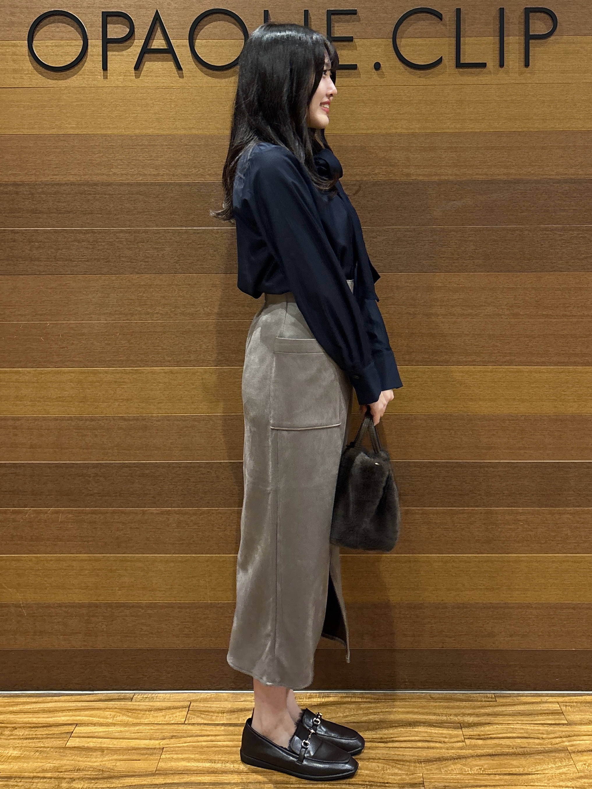わかなさんの「OPAQUE.CLIP｜チェック柄／無地アソートボウタイブラウス【洗濯機OK】」を使ったコーディネート