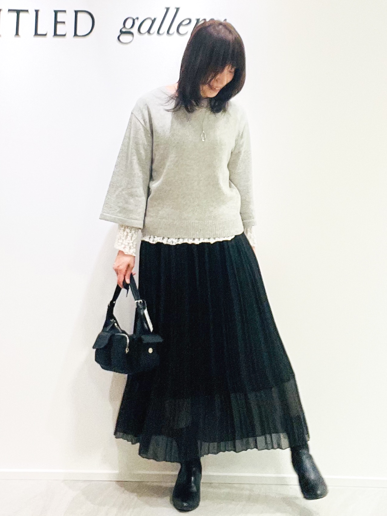 めいさんの「UNTITLED｜【アンサンブル可/手洗い可】杢調プルオーバーニット」を使ったコーディネート