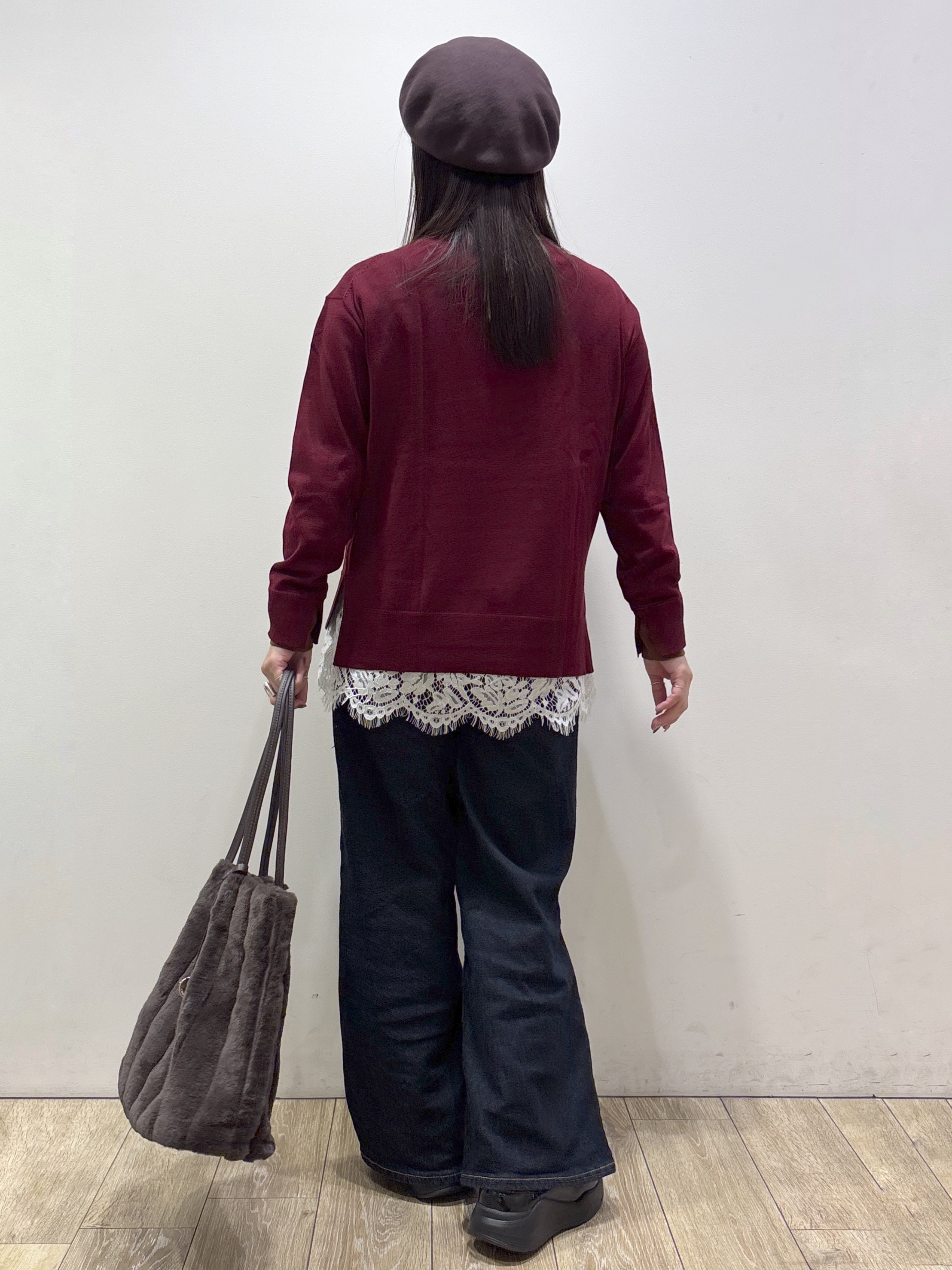 mameさんの「index｜ウールライク ノーカラーコート【洗濯機OK】」を使ったコーディネート