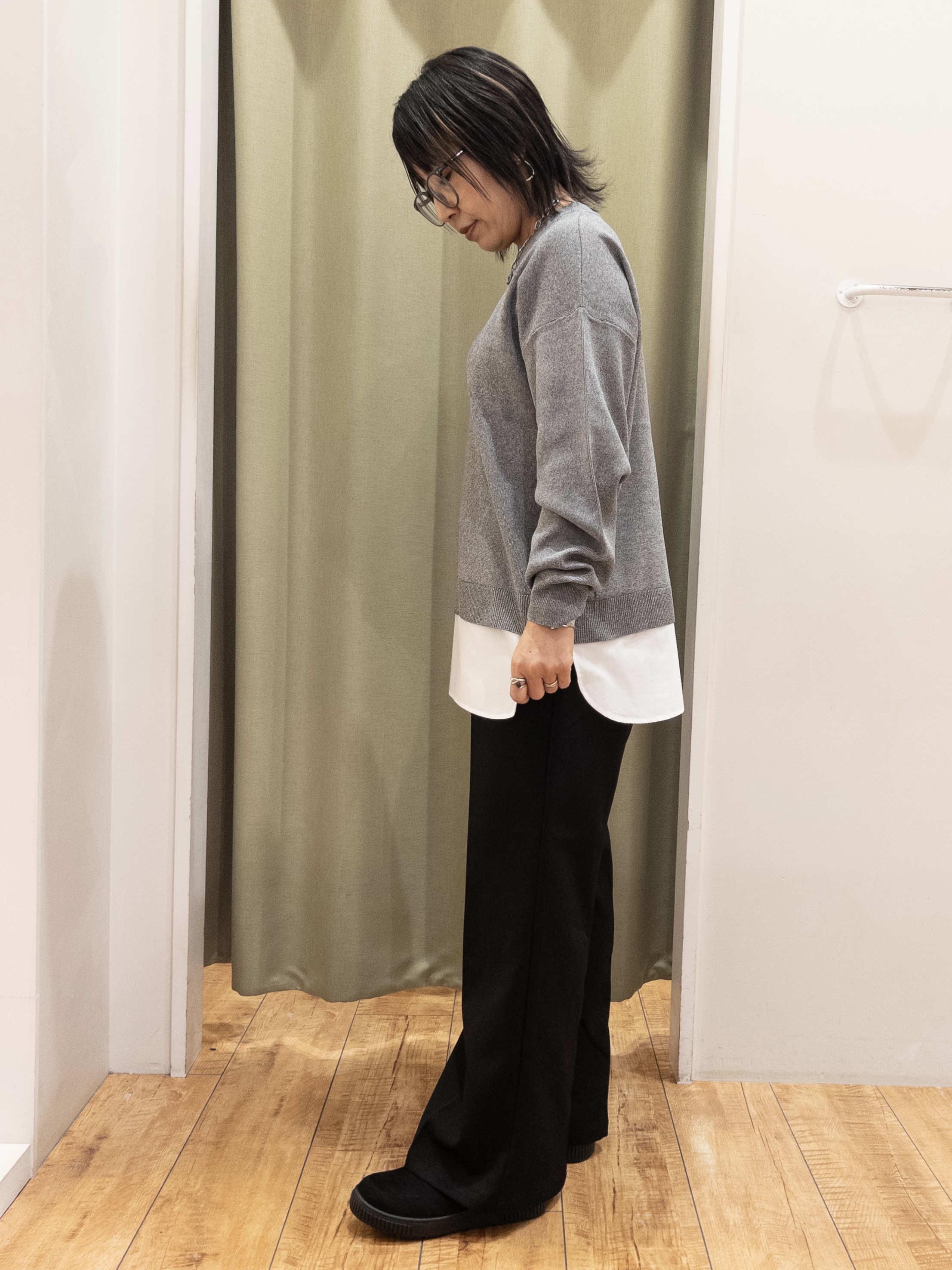 Kawa-sanさんの「SHOO･LA･RUE｜【S-LL/ゆるシルエット】体型カバーしながらスマートに魅せる ラインジャカードコーディガン」を使ったコーディネート