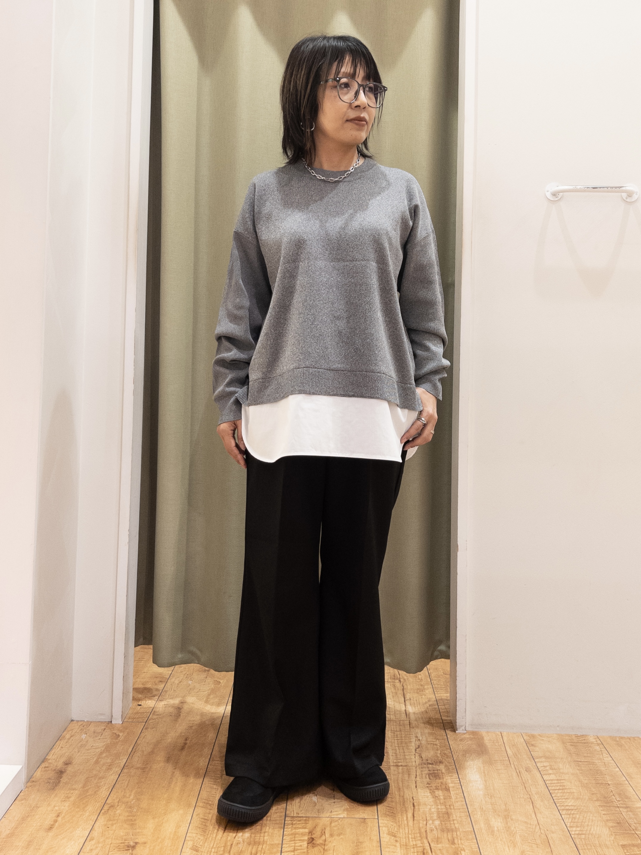 Kawa-sanさんの「SHOO･LA･RUE｜【S-LL/ゆるシルエット】体型カバーしながらスマートに魅せる ラインジャカードコーディガン」を使ったコーディネート
