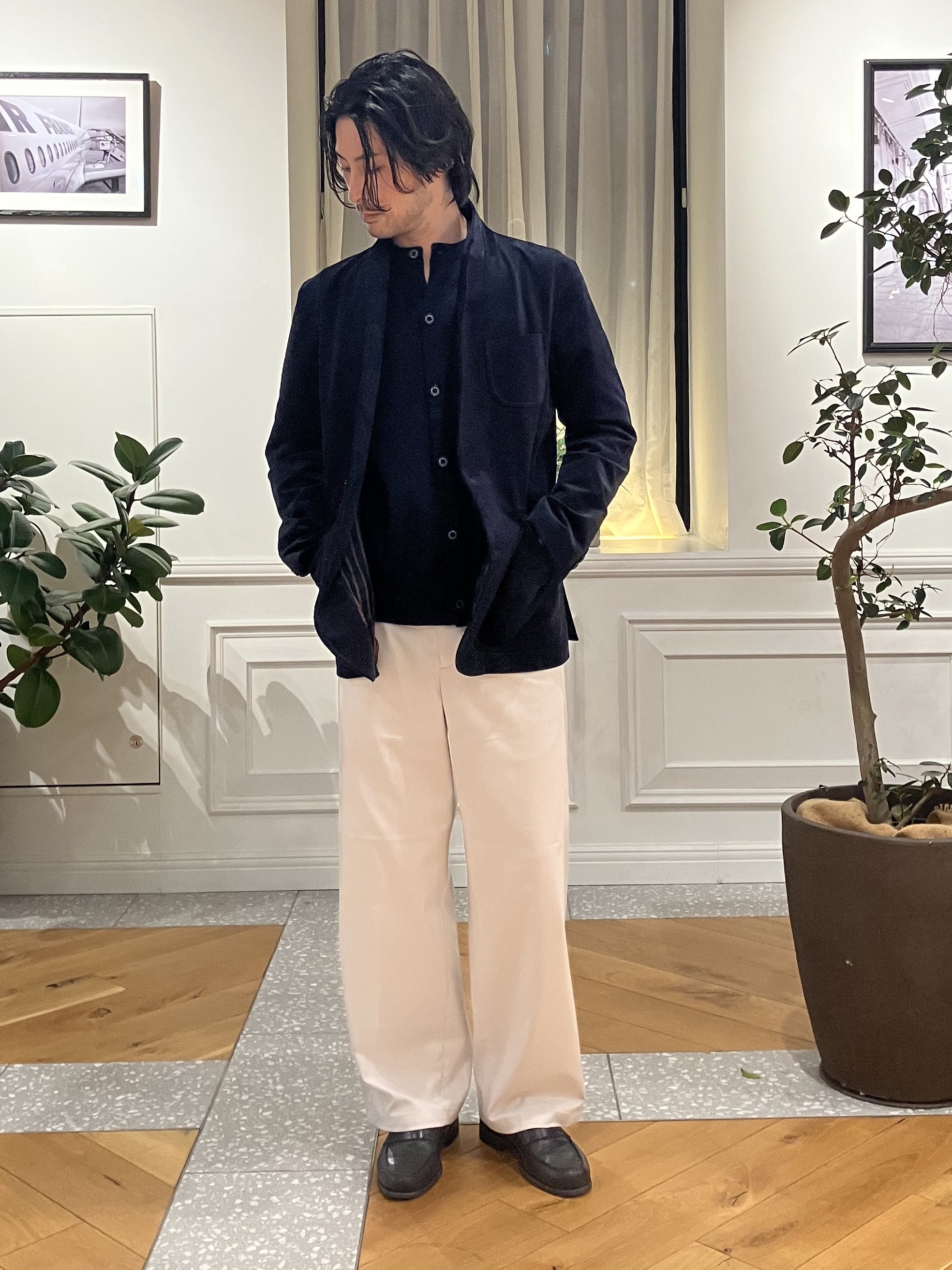 junyaさんの「DRESSTERIOR｜【セットアップ可】ストレッチ カルゼジャケット」を使ったコーディネート