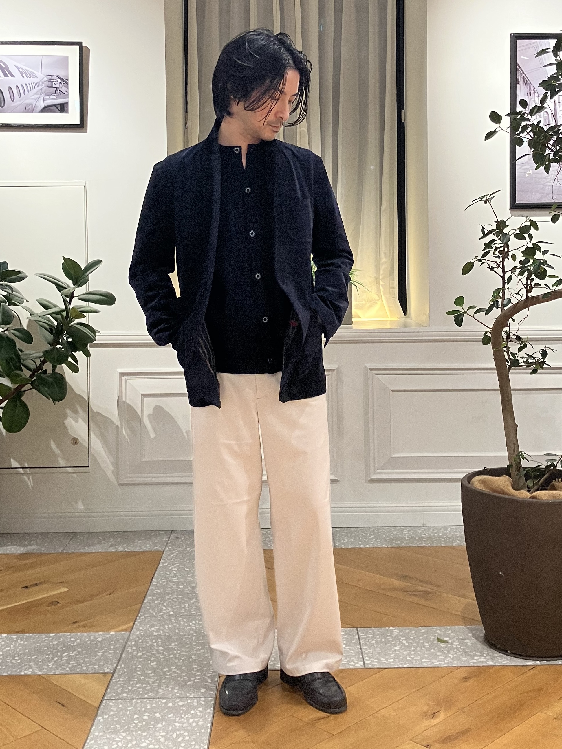 junyaさんの「DRESSTERIOR｜【セットアップ可】ストレッチ カルゼジャケット」を使ったコーディネート
