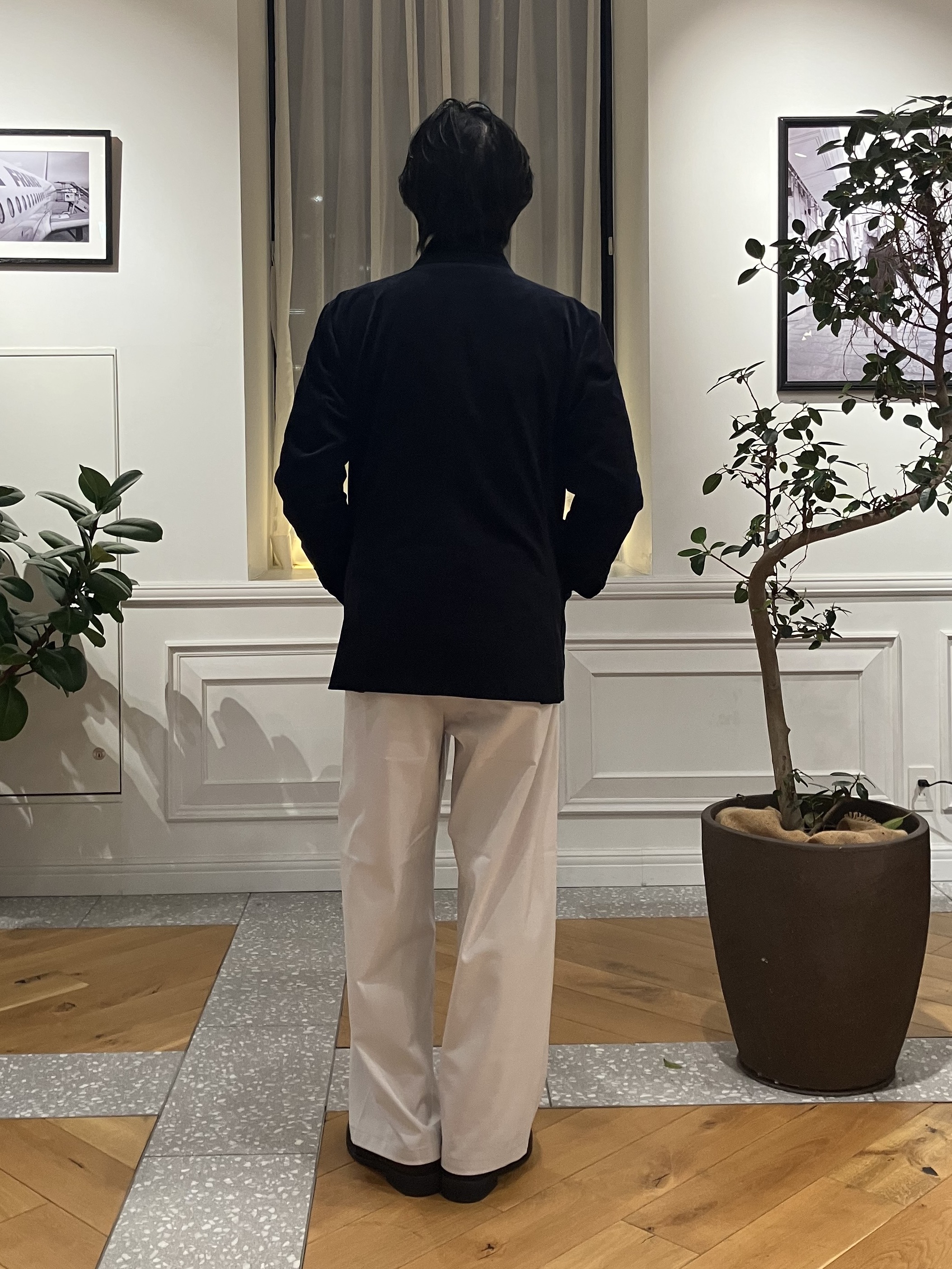 junyaさんの「DRESSTERIOR｜【セットアップ可】ストレッチ カルゼジャケット」を使ったコーディネート