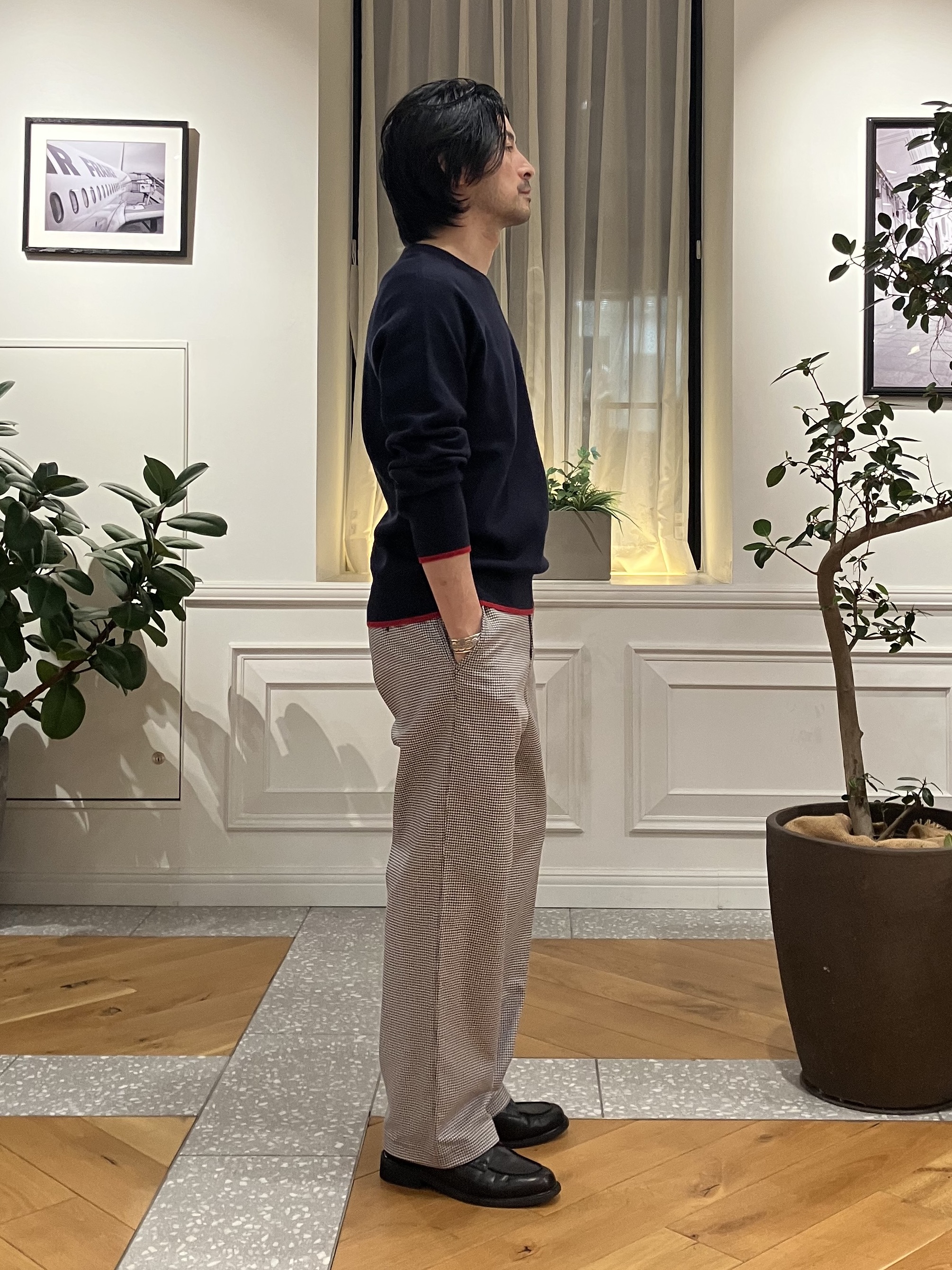 junyaさんの「DRESSTERIOR｜【6色展開/洗濯機可】コットンカシミヤ スムースニット」を使ったコーディネート