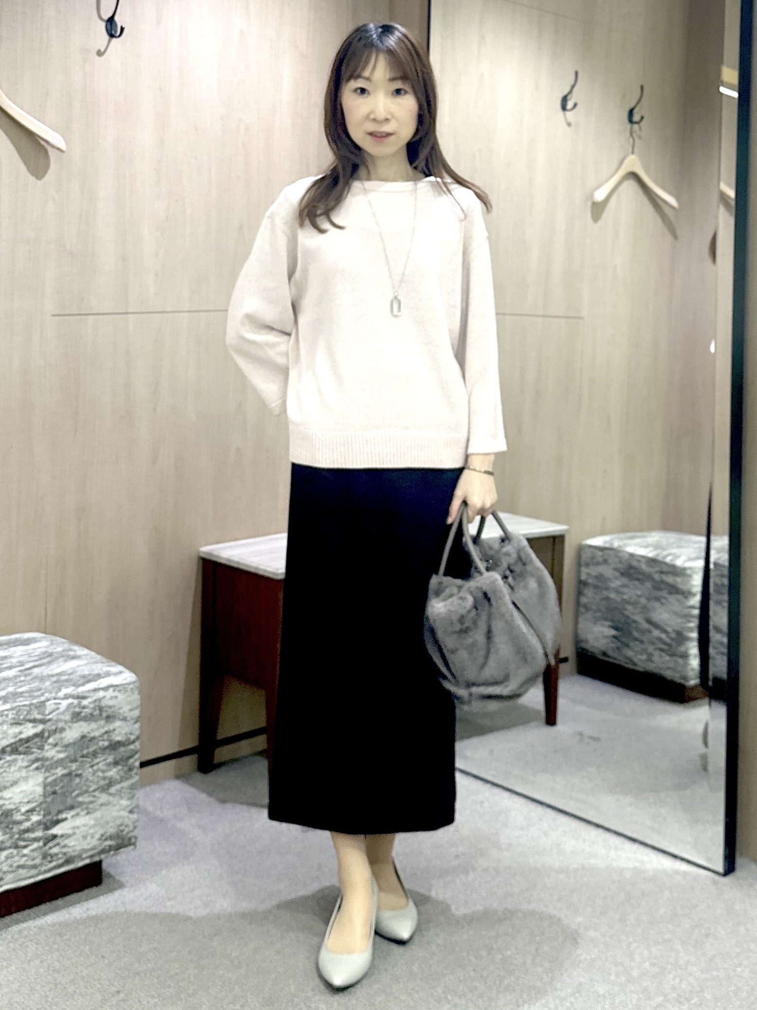 Miwaさんの「UNTITLED｜【アンサンブル可/手洗い可】杢調プルオーバーニット」を使ったコーディネート