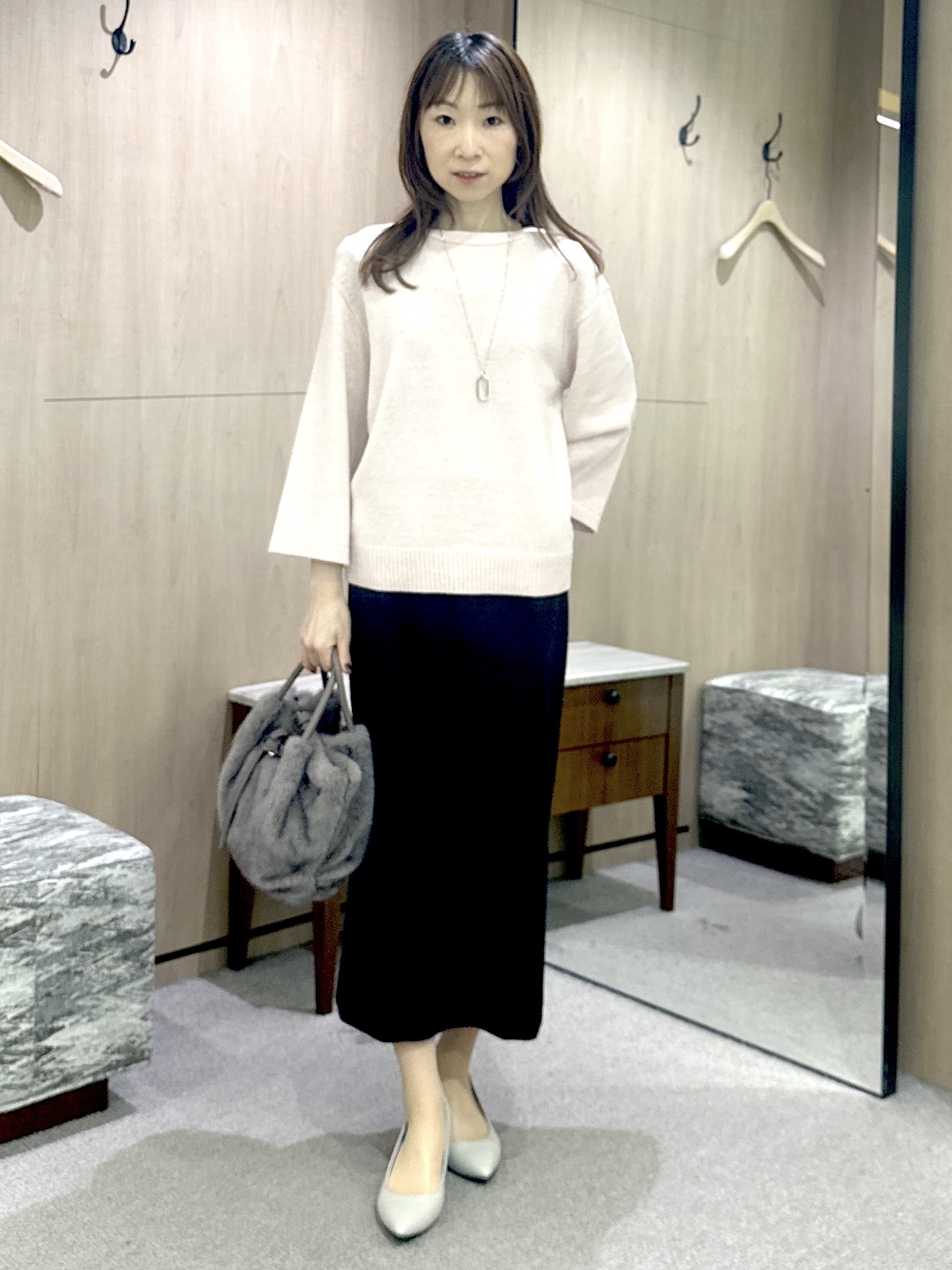 Miwaさんの「UNTITLED｜【アンサンブル可/手洗い可】杢調プルオーバーニット」を使ったコーディネート