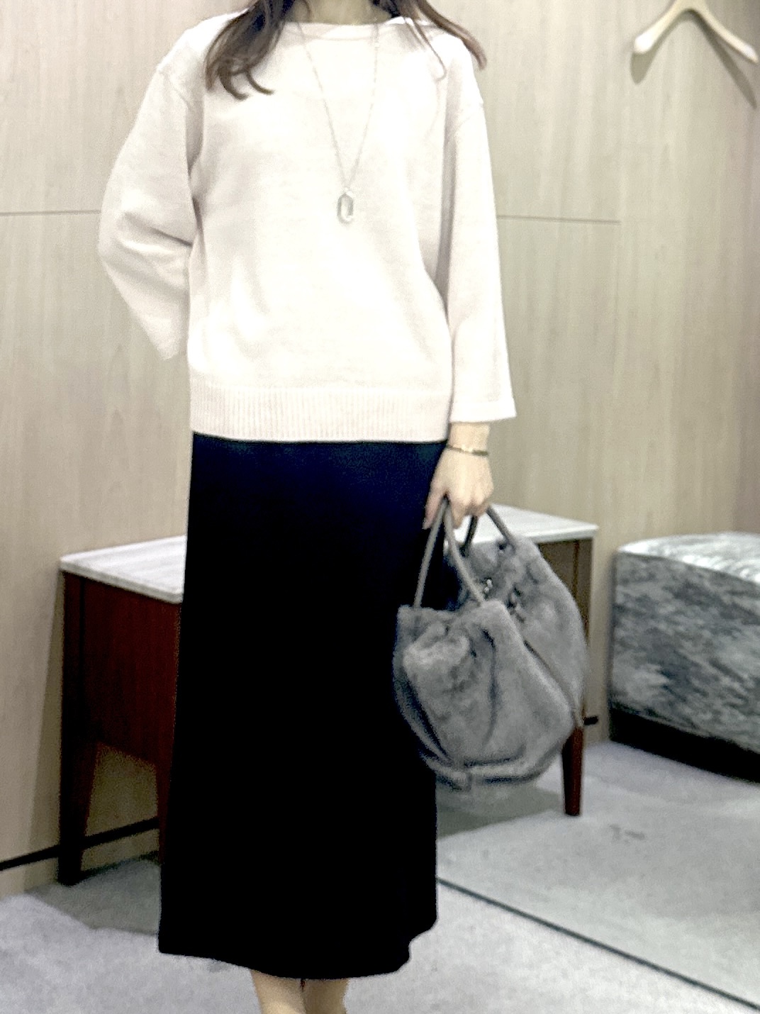 Miwaさんの「UNTITLED｜【アンサンブル可/手洗い可】杢調プルオーバーニット」を使ったコーディネート
