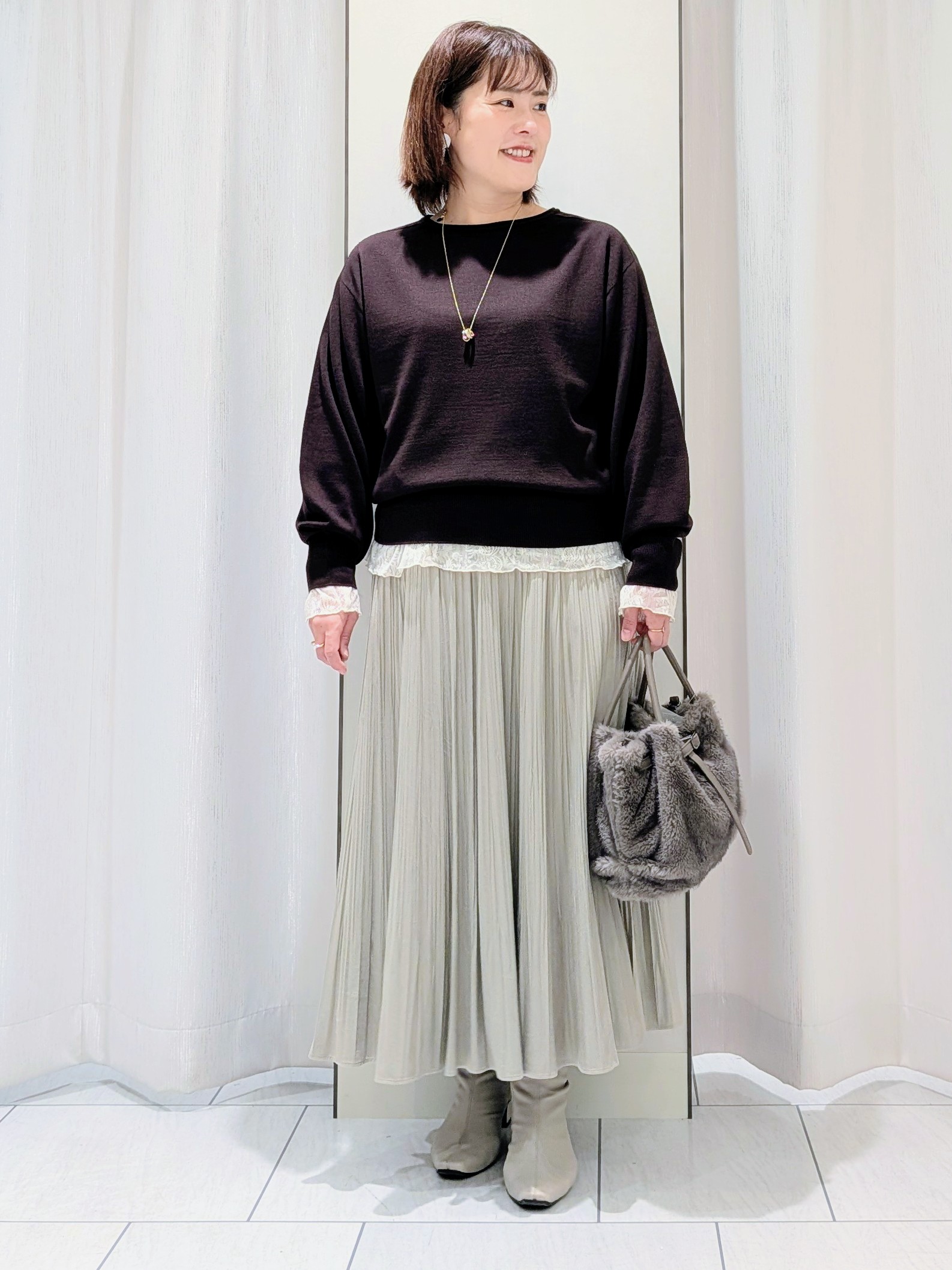 Onumaさんの「UNTITLED｜【店頭人気！/8色展開】ボリュームスリーブニットプルオーバー」を使ったコーディネート