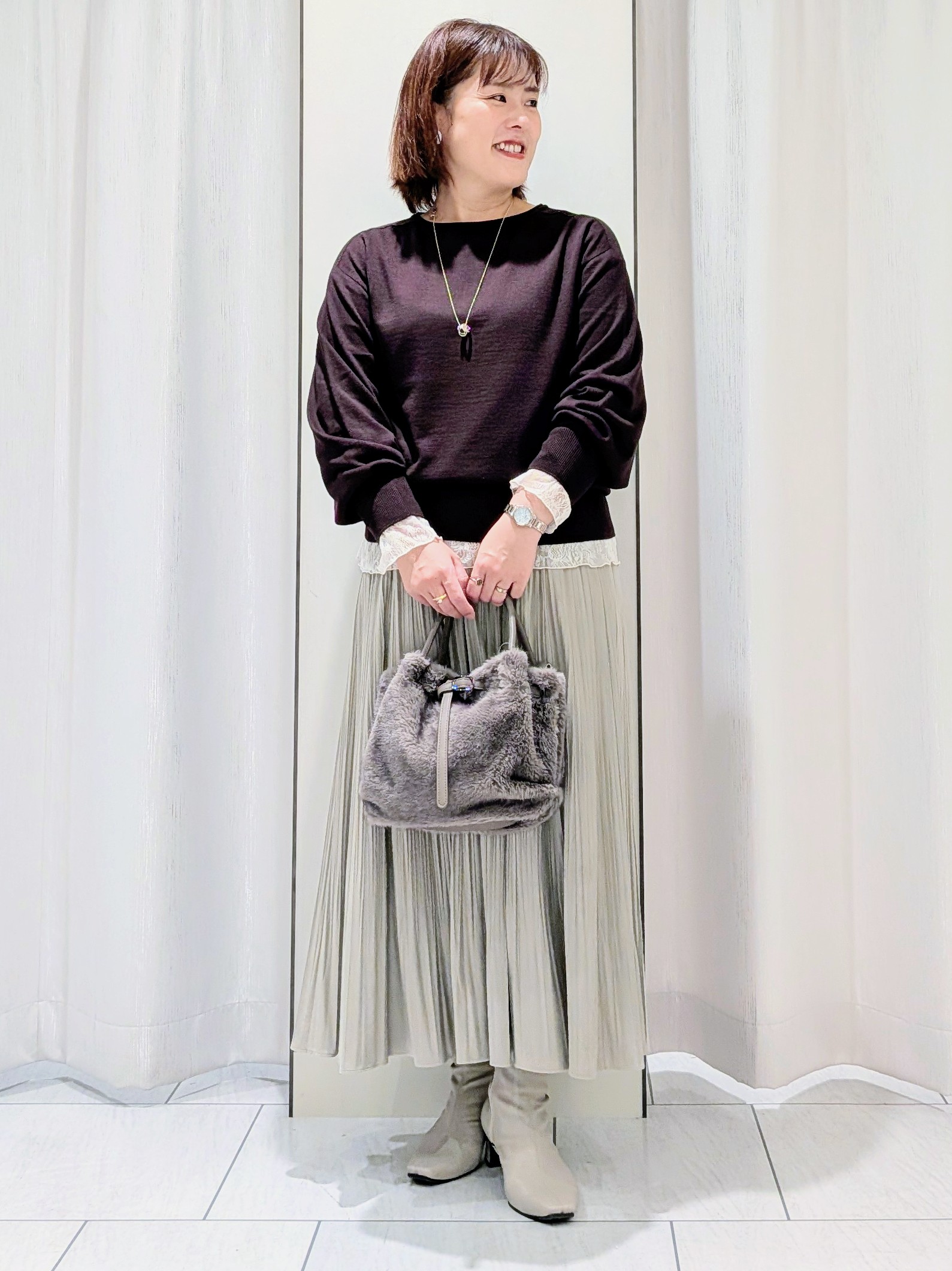 Onumaさんの「UNTITLED｜【店頭人気！/8色展開】ボリュームスリーブニットプルオーバー」を使ったコーディネート