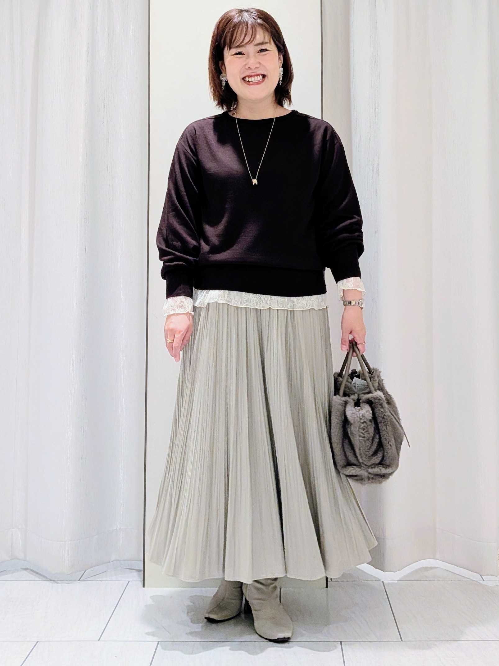 Onumaさんの「UNTITLED｜【店頭人気！/8色展開】ボリュームスリーブニットプルオーバー」を使ったコーディネート
