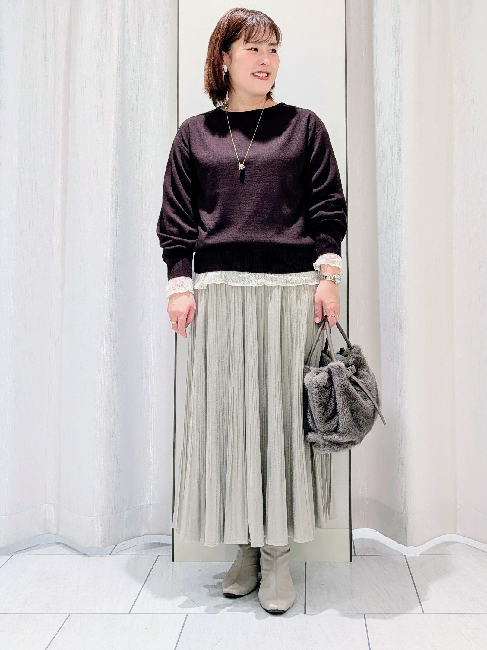 Onumaさんの「UNTITLED｜【店頭人気！/8色展開】ボリュームスリーブニットプルオーバー」を使ったコーディネート