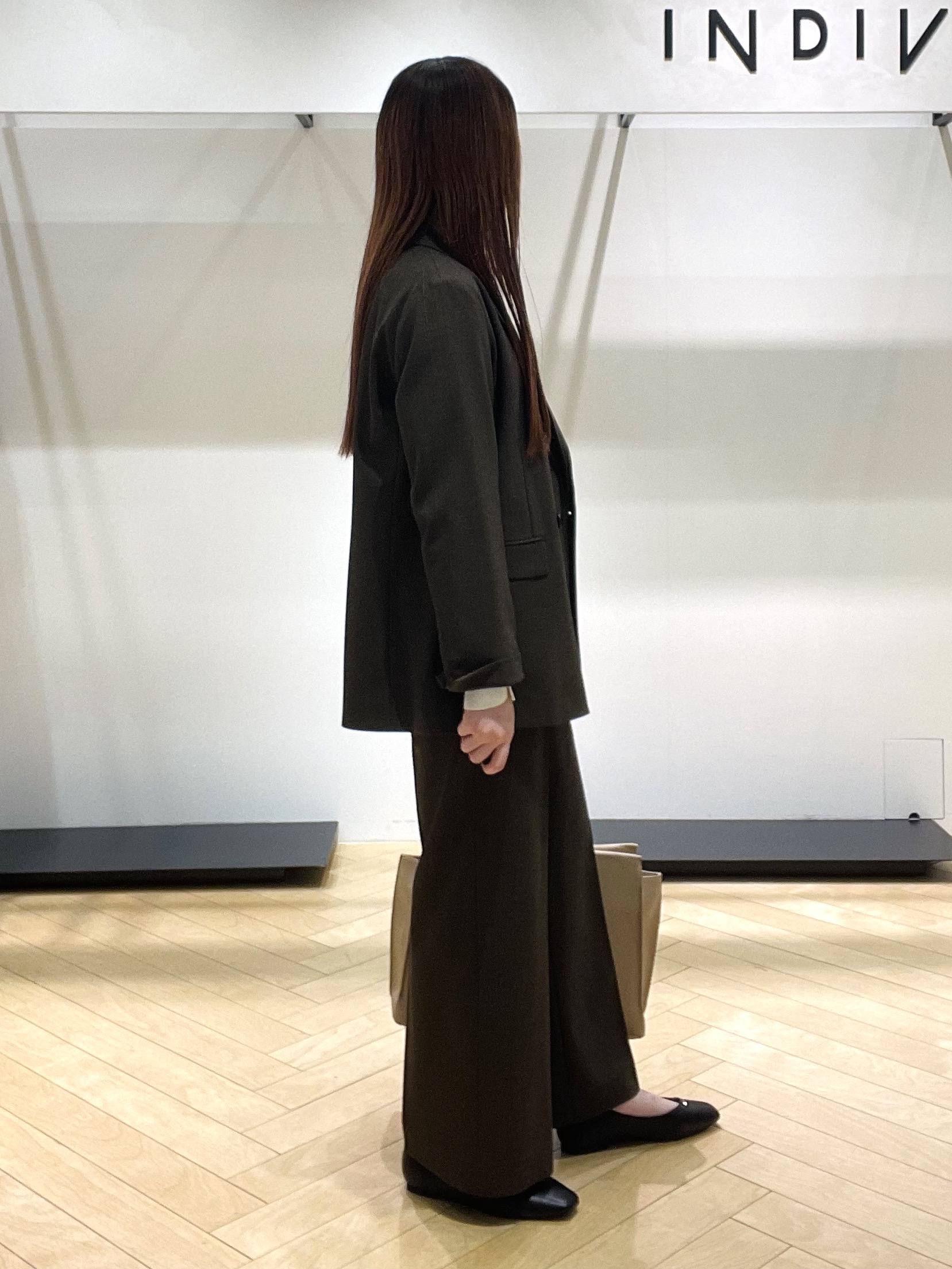 mさんの「INDIVI｜【洗濯機OK／ストレッチ◎】秋はじめのダブルジャケット」を使ったコーディネート